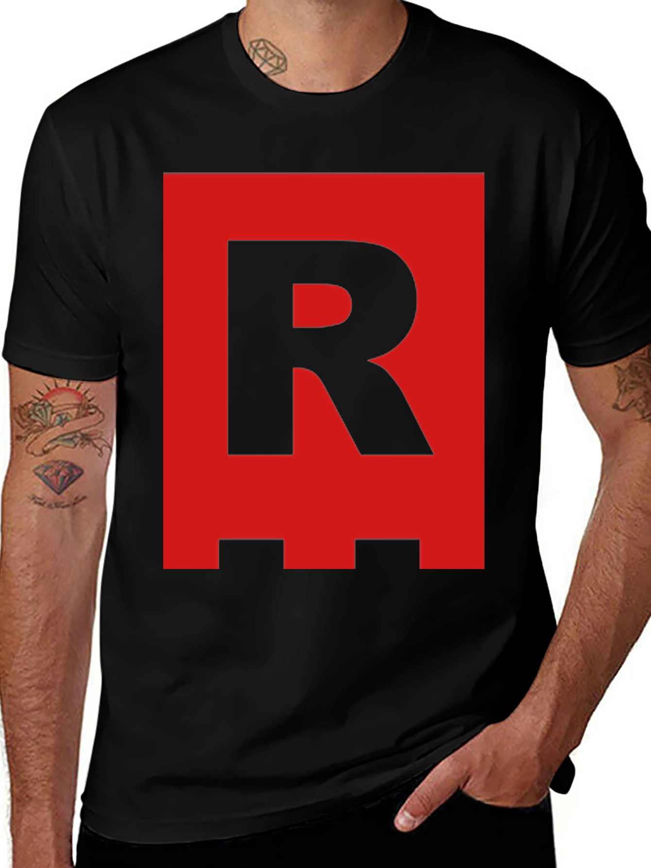 Variant 13 of Retro R Graphic Tee - Classic Style