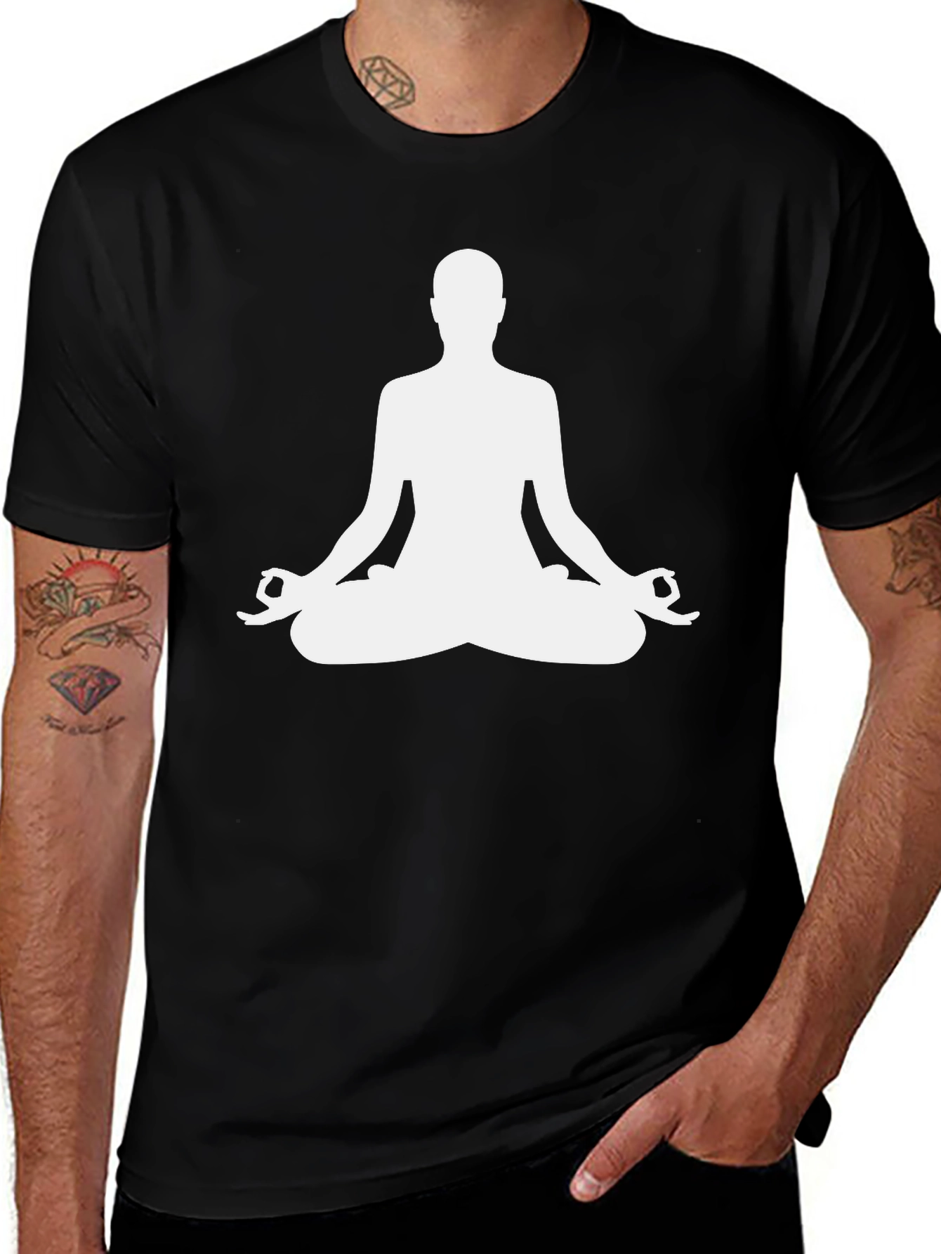 Variant 3 of Meditate in Style: Yoga Silhouette Black T-Shirt