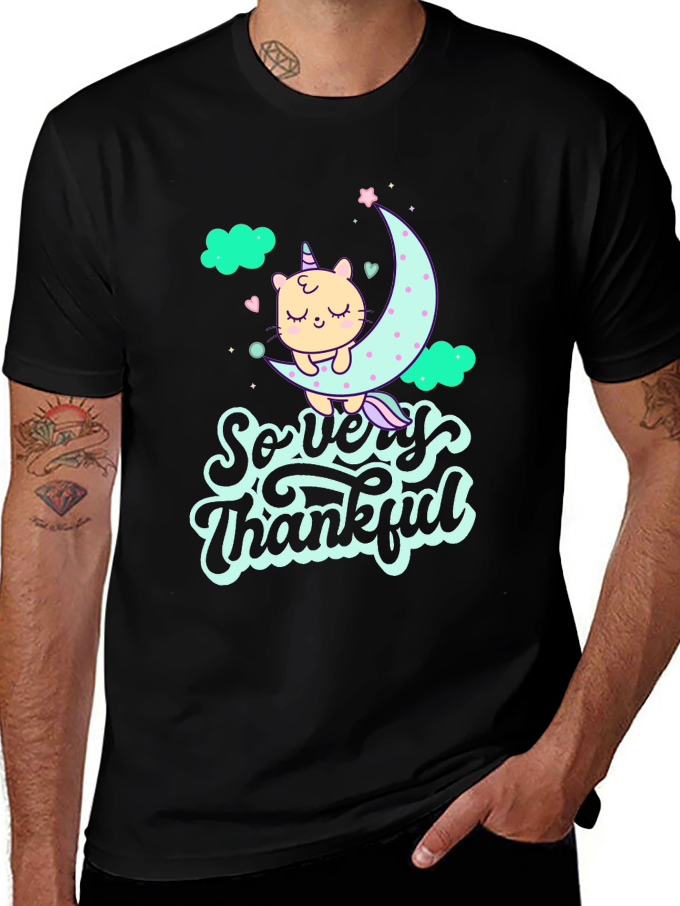 Variant 6 of So Very Thankful Cat Moon Graphic Tee