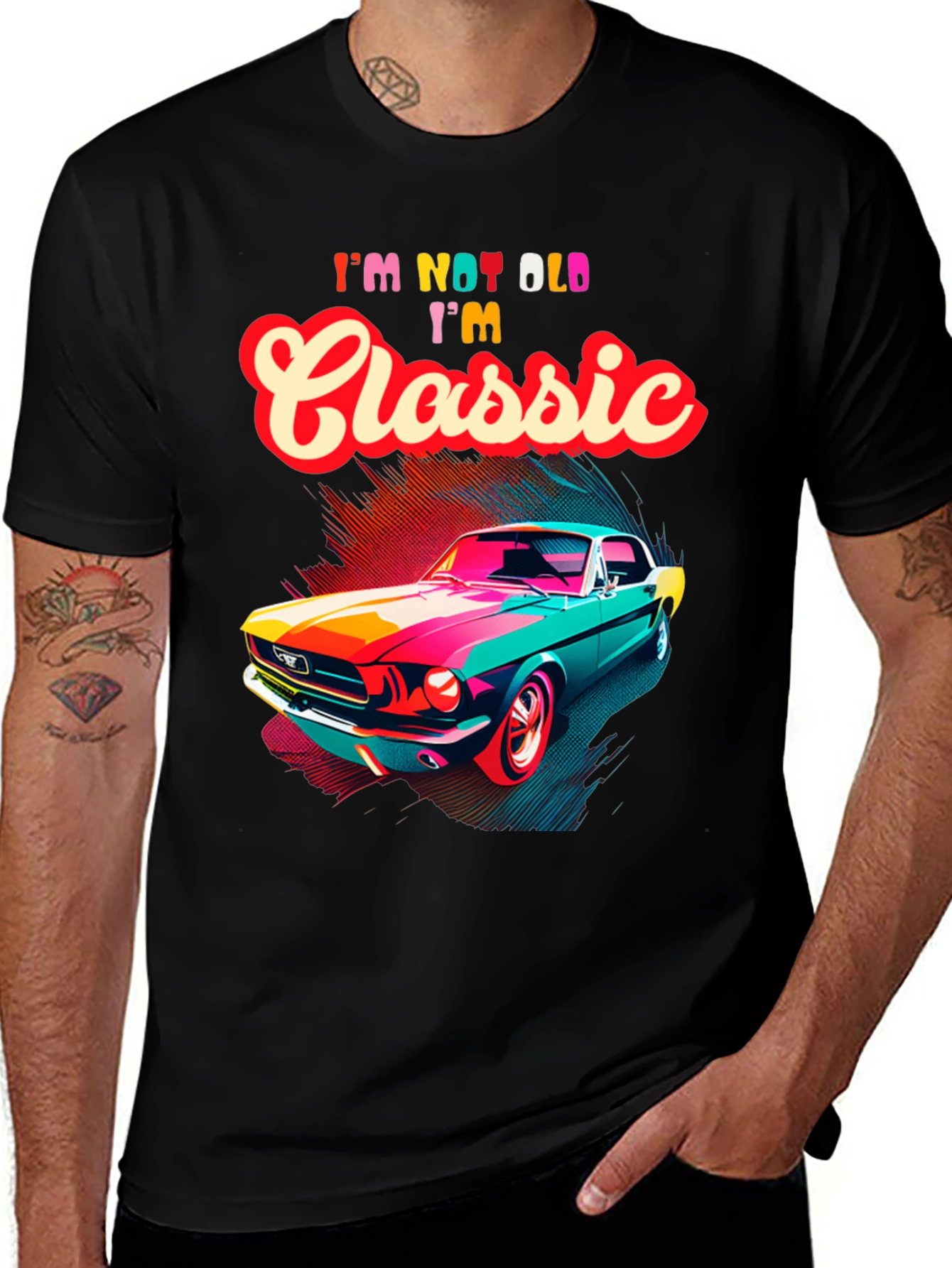 Variant 26 of Classic Car Graphic T-Shirt - "I'm Not Old, I'm Classic"
