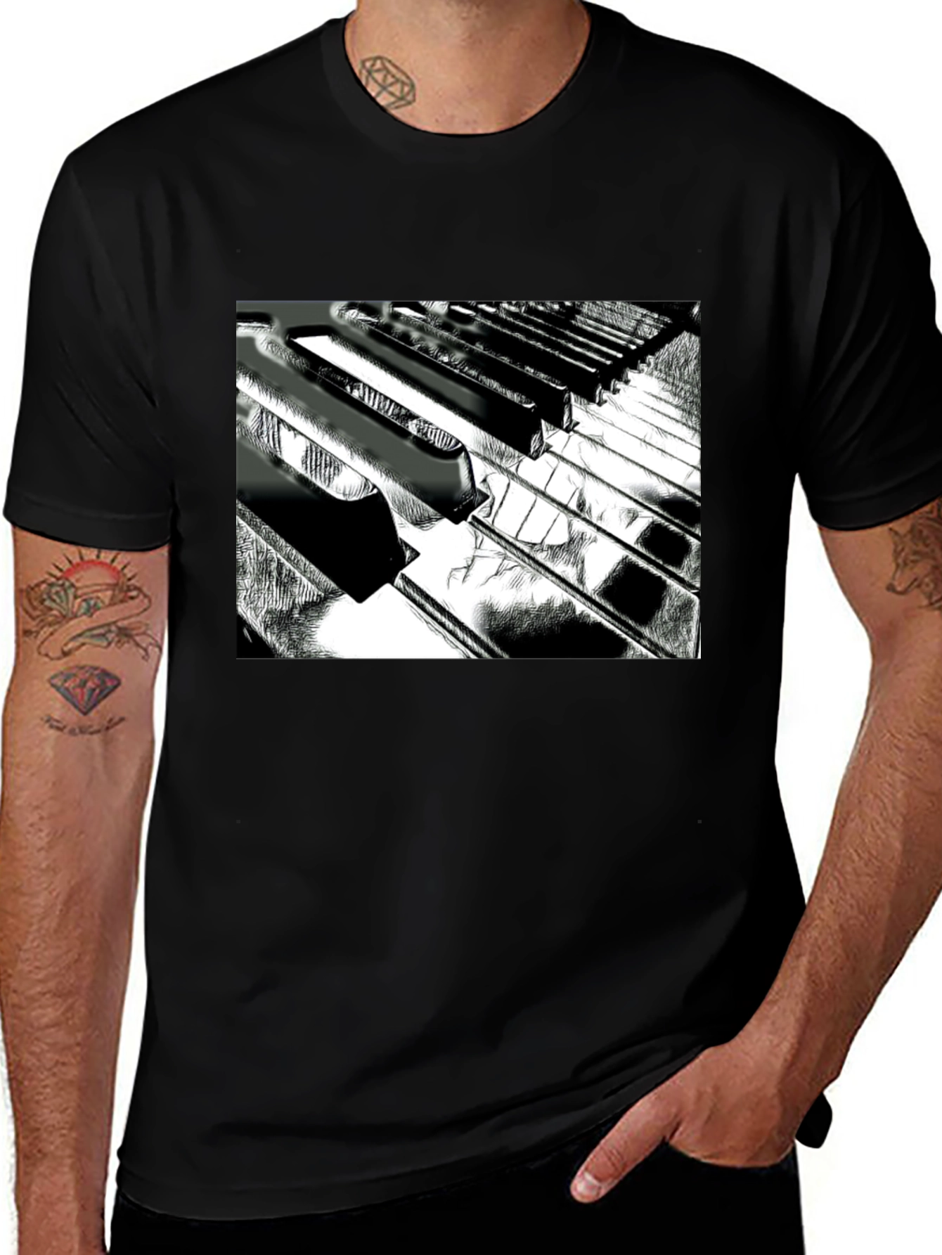 Variant 13 of Piano Keys Graphic Tee - Musical Style