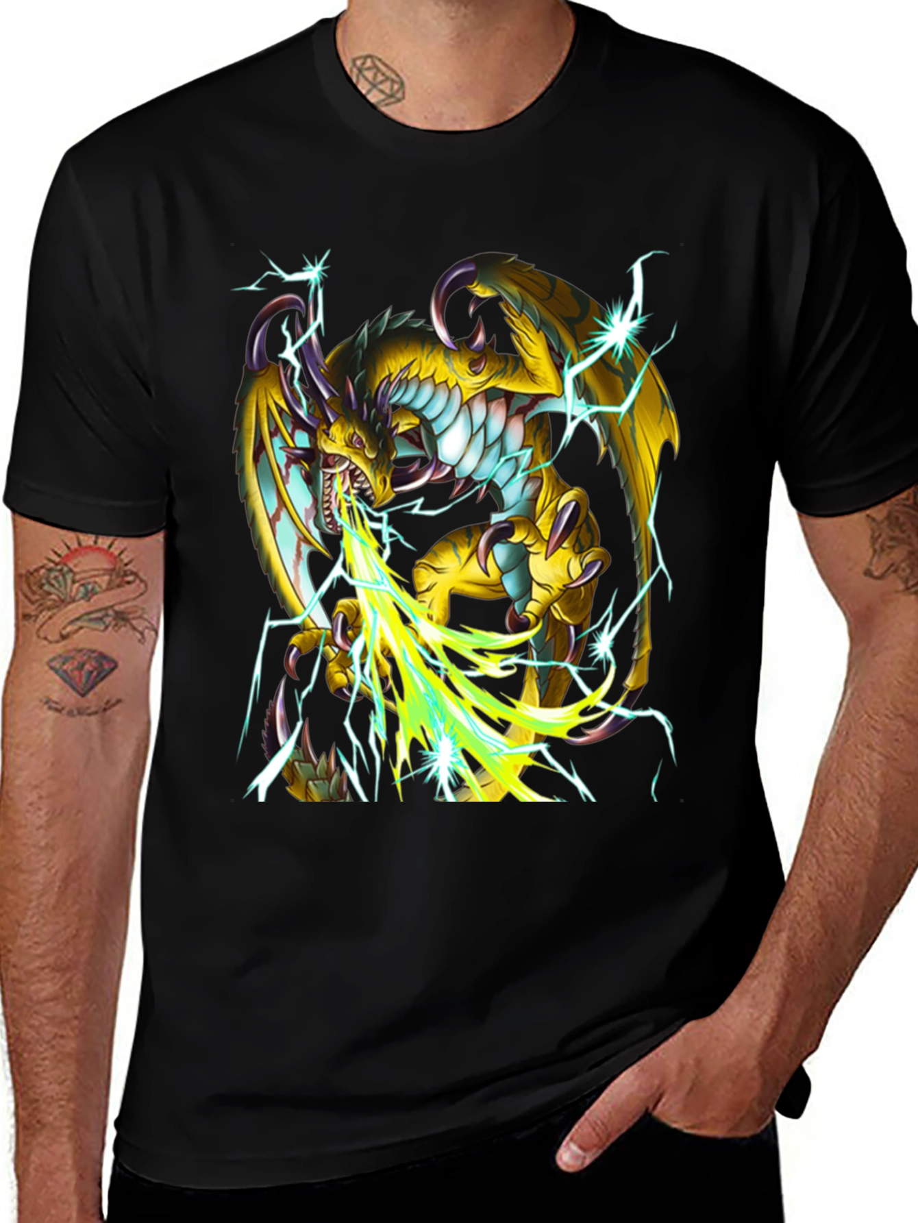 Variant 29 of Dragon Print Black T-Shirt