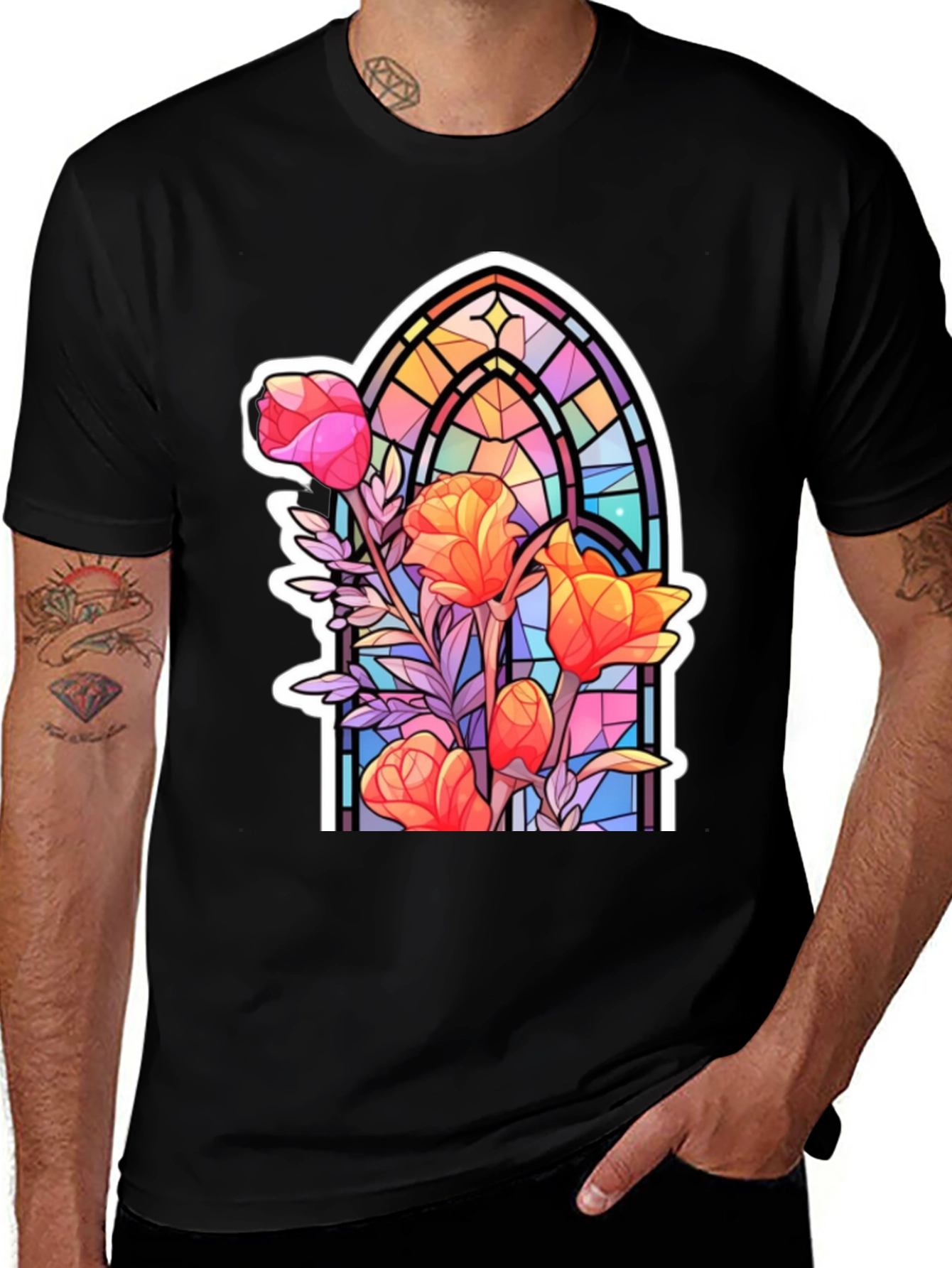 Variant 11 of Stained Glass Floral Graphic Tee