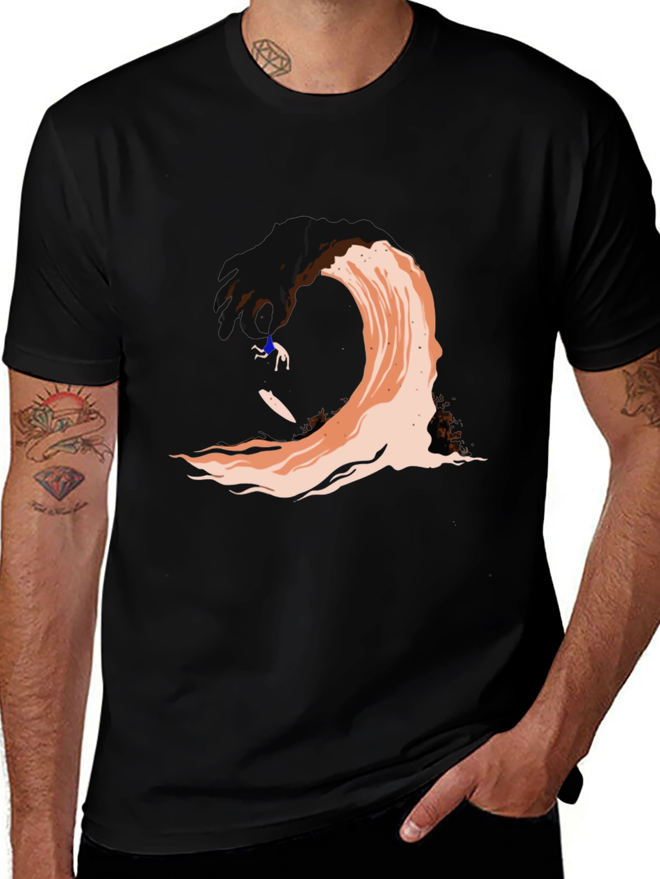 Variant 5 of Surfer Wave Graphic Tee - Black
