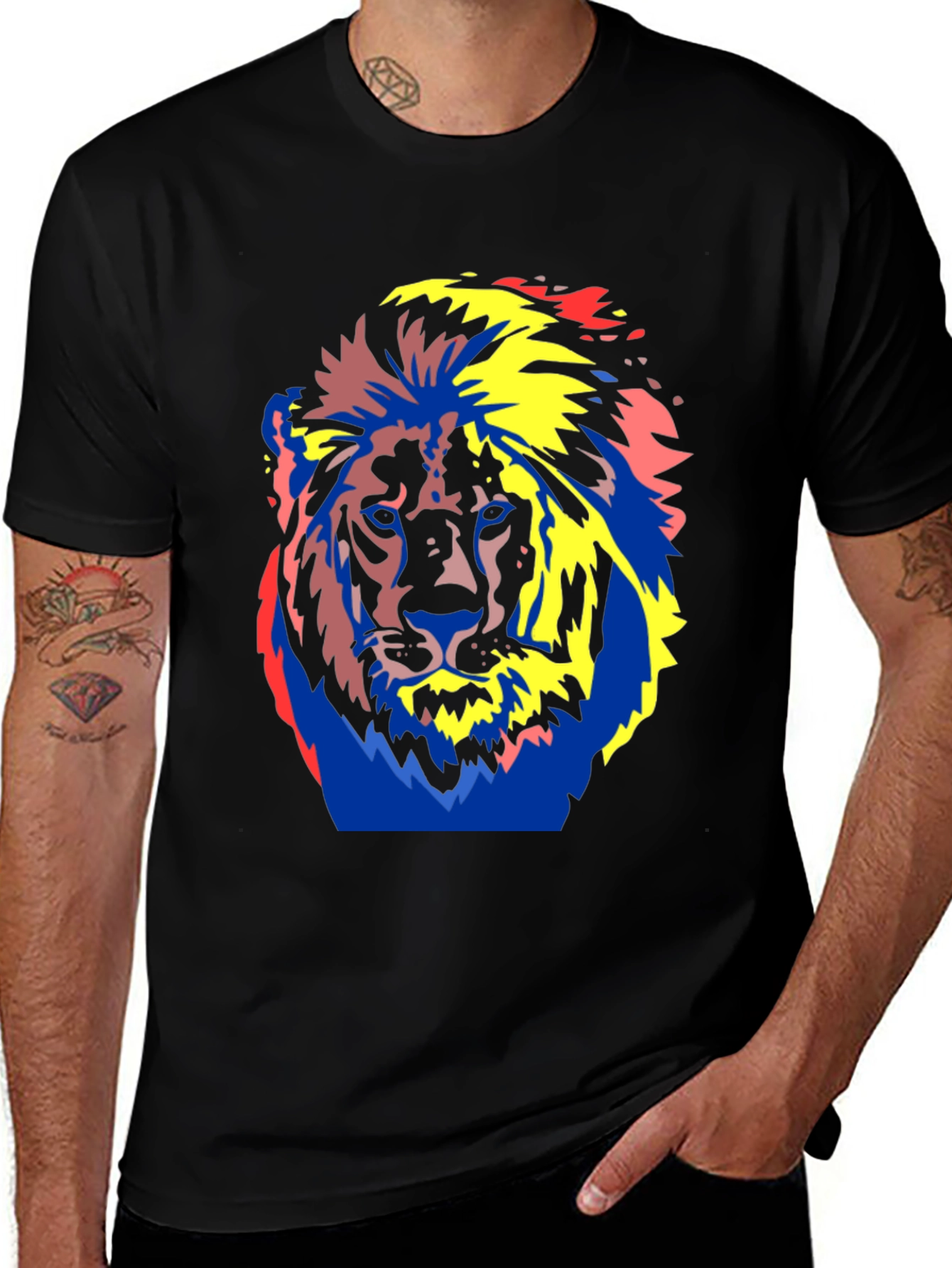 Variant 27 of Bold Lion Graphic Tee - Black Cotton T-Shirt
