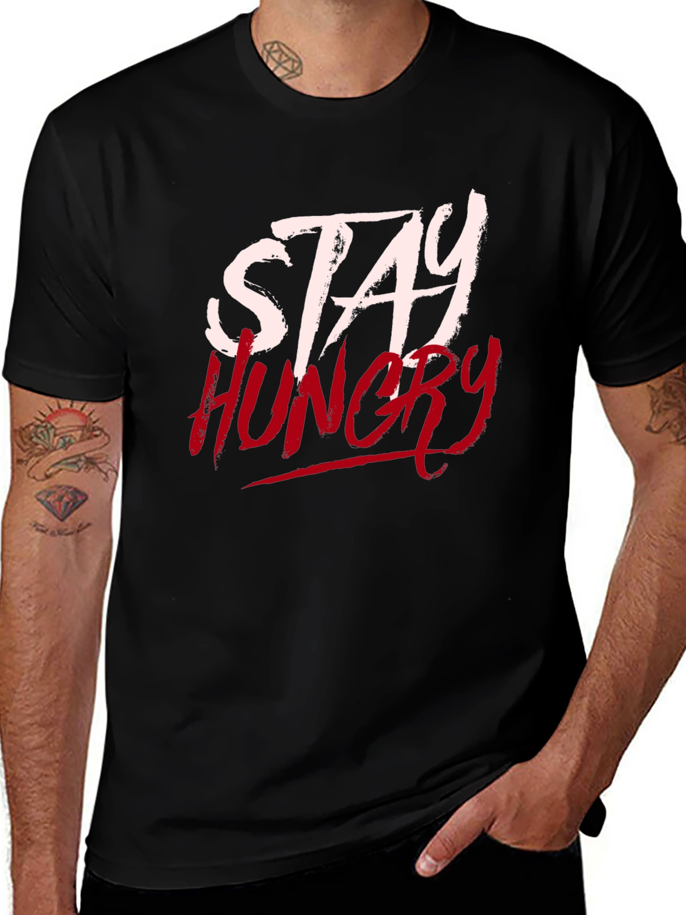 Variant 19 of Stay Hungry Graphic Tee - Men's Black T-Shirt