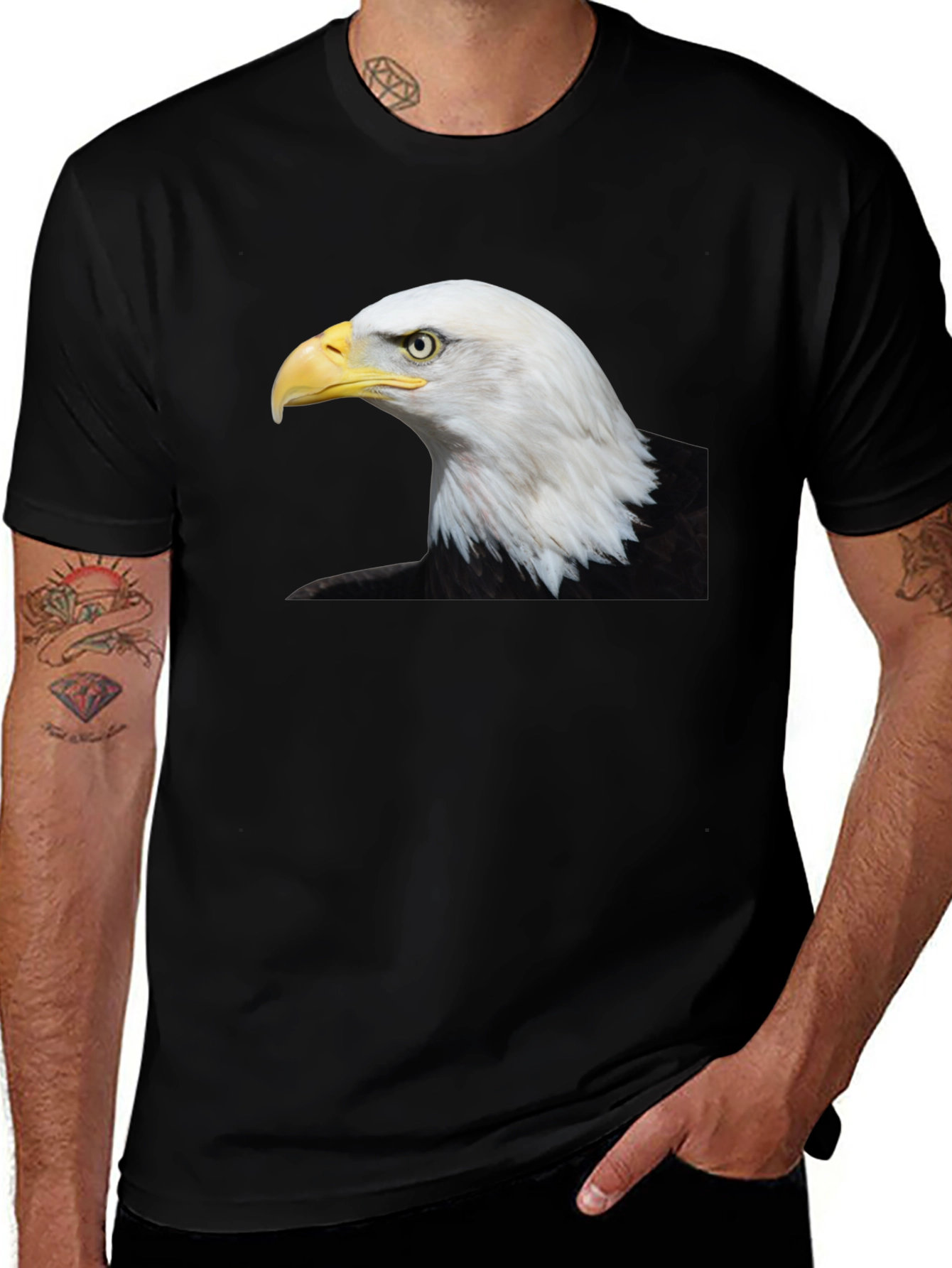 Variant 11 of Bald Eagle Graphic Black T-Shirt