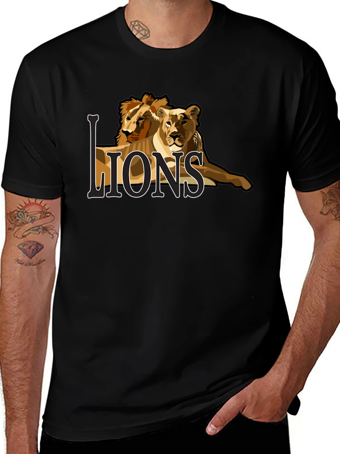 Variant 7 of Lion Graphic Print T-Shirt - Casual Black Tee