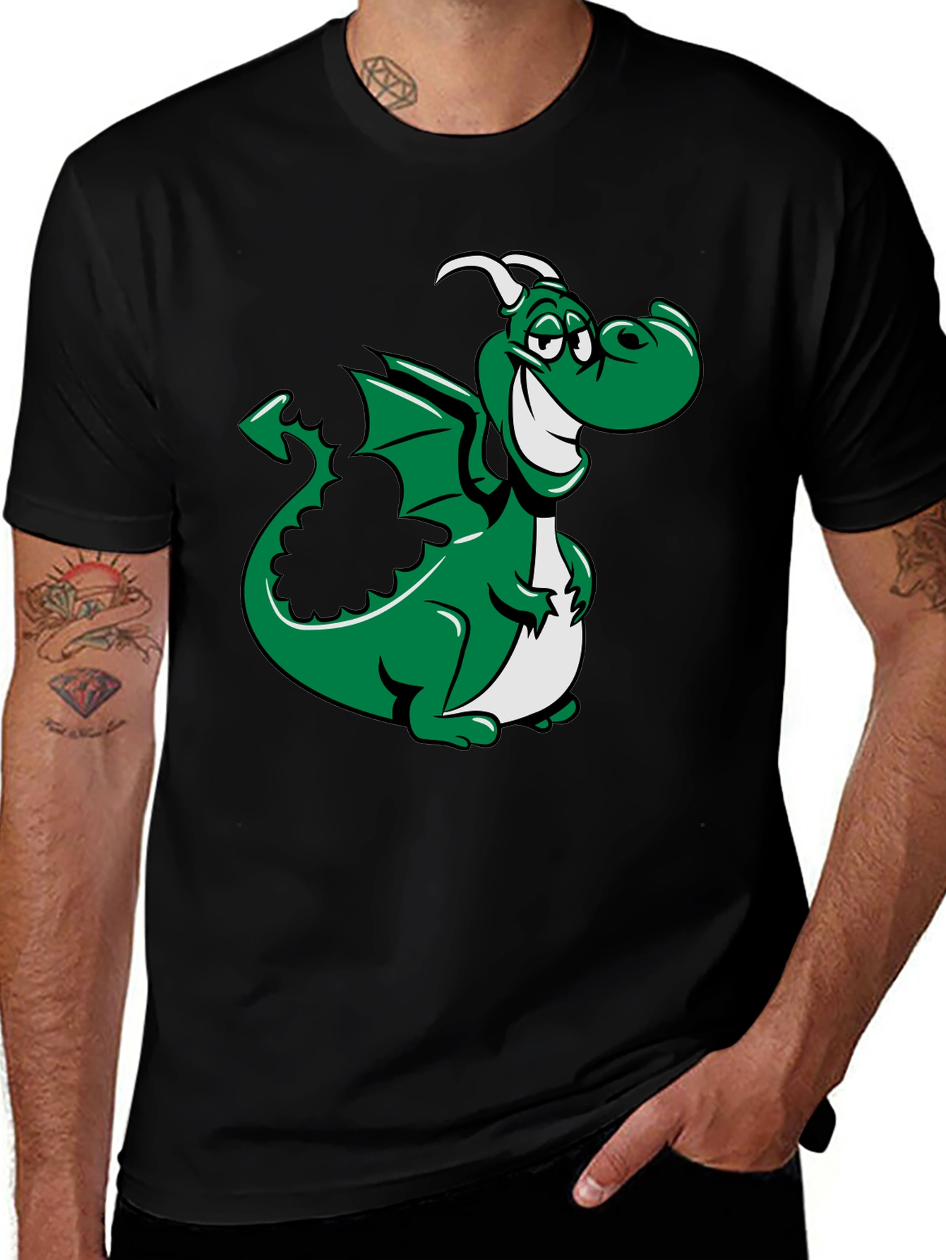 Variant 21 of Funny Dragon Graphic Tee - Black