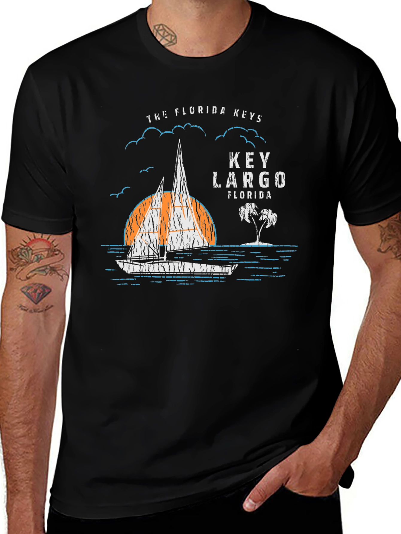 Variant 15 of Key Largo Florida Graphic T-Shirt - Black