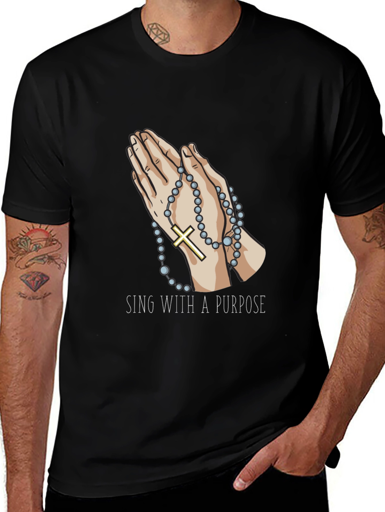 Variant 19 of Praying Hands Rosary T-Shirt