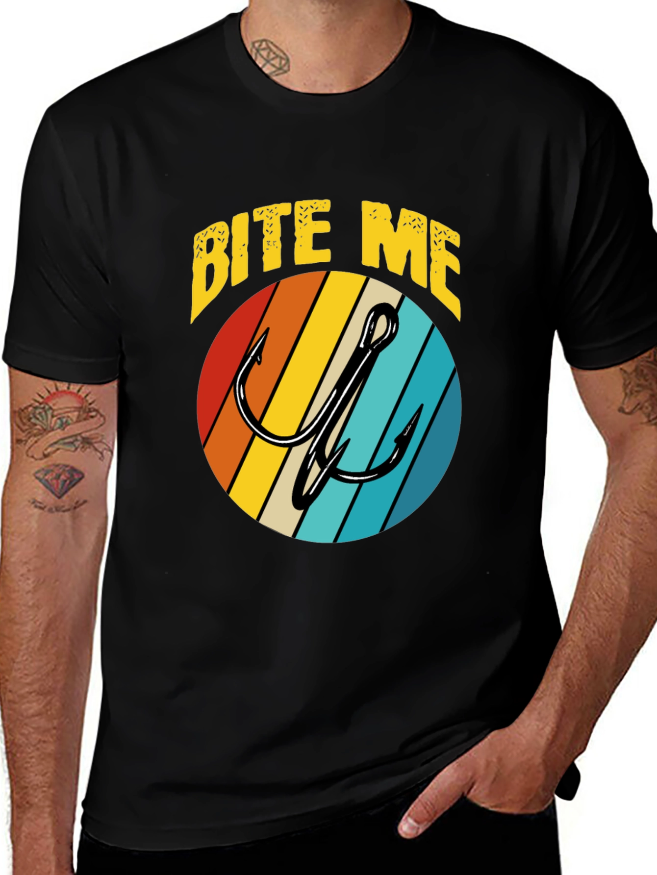 Variant 19 of Bite Me Fishing Hook Retro T-Shirt