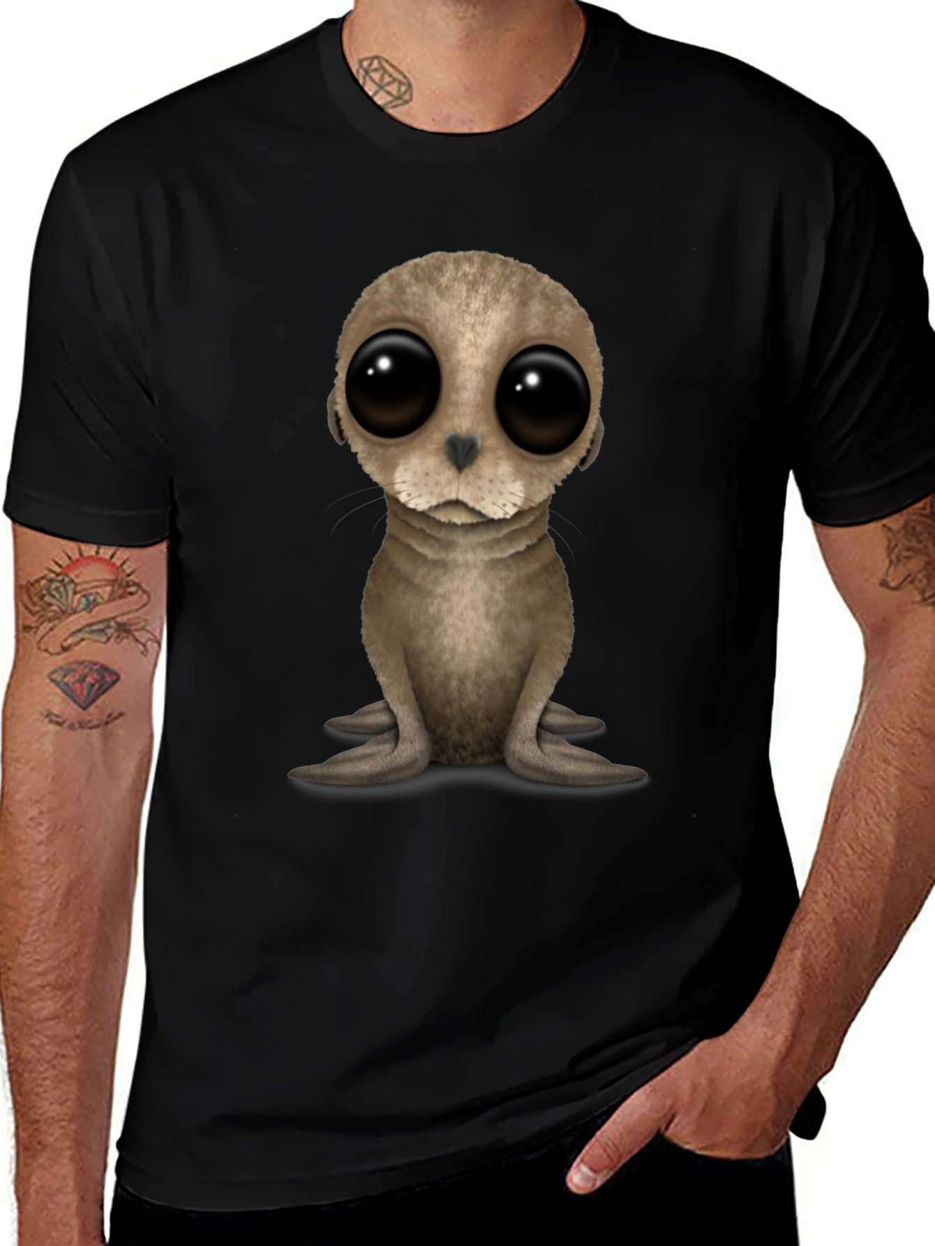 Variant 30 of Cute Seal Pup Big Eyes Black T-Shirt
