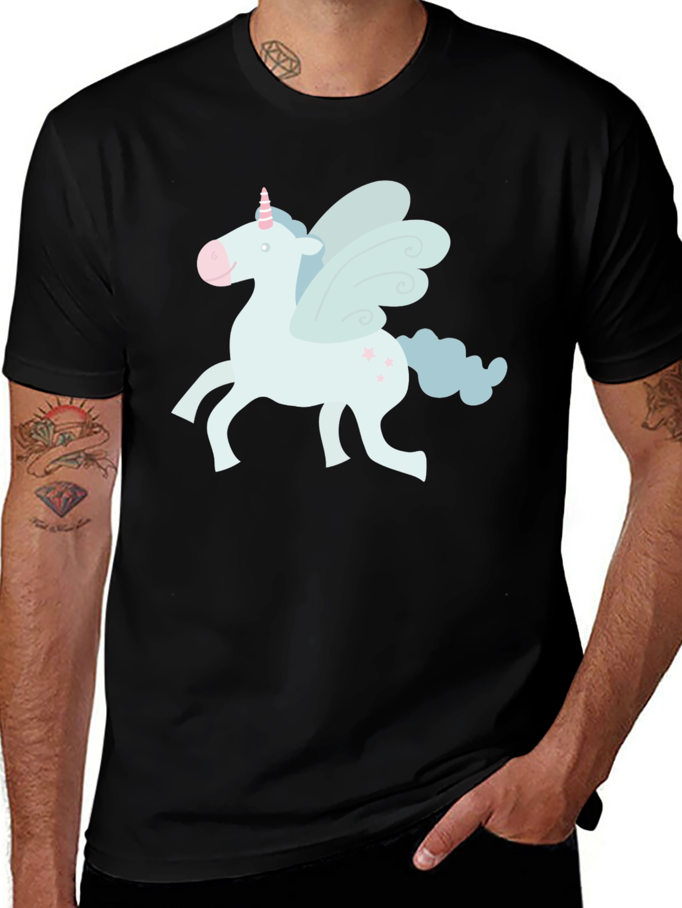 Variant 22 of Unicorn Graphic T-Shirt - Black Cotton Tee