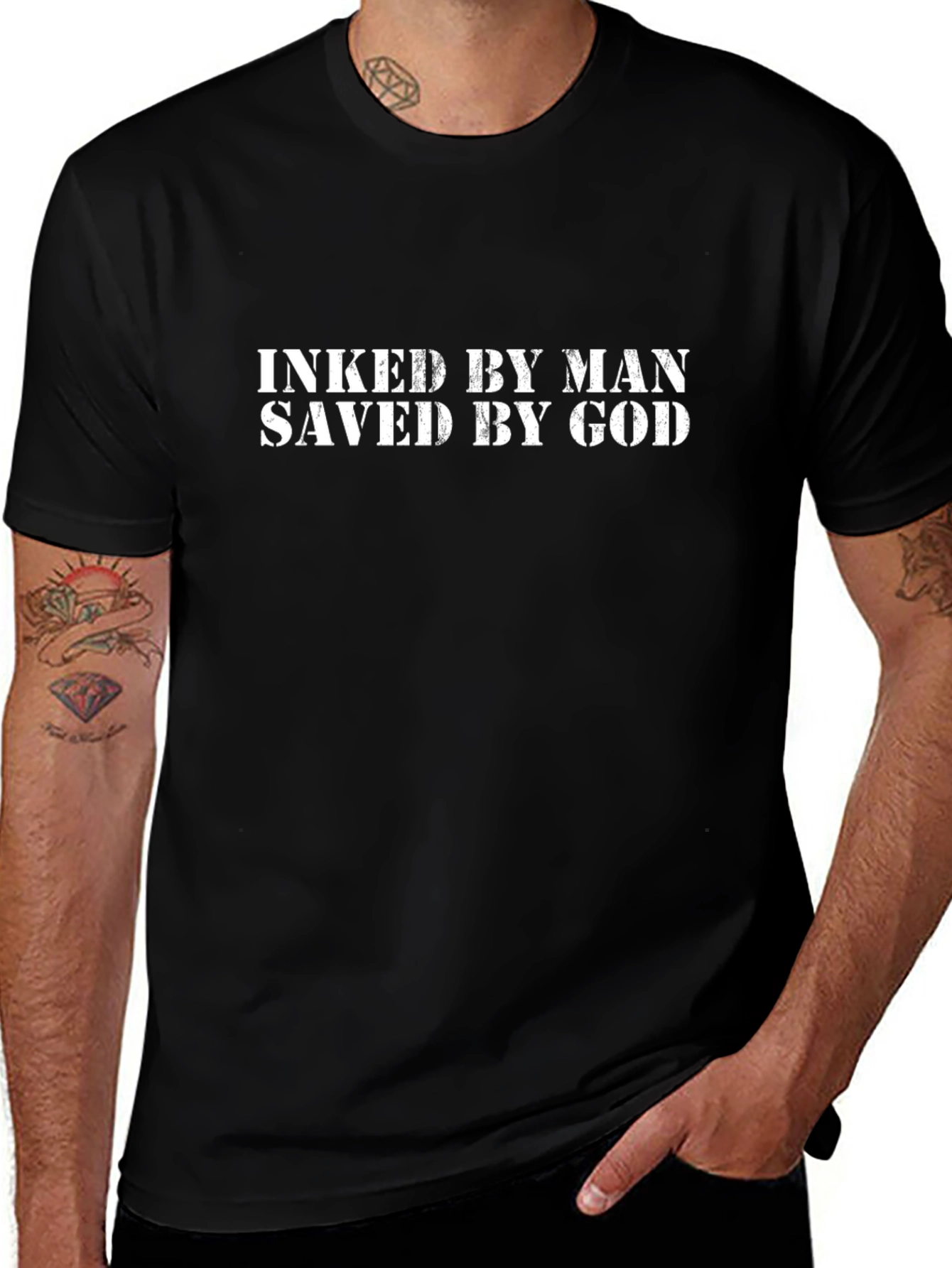 Variant 21 of Inked by Man Saved by God Graphic Tee