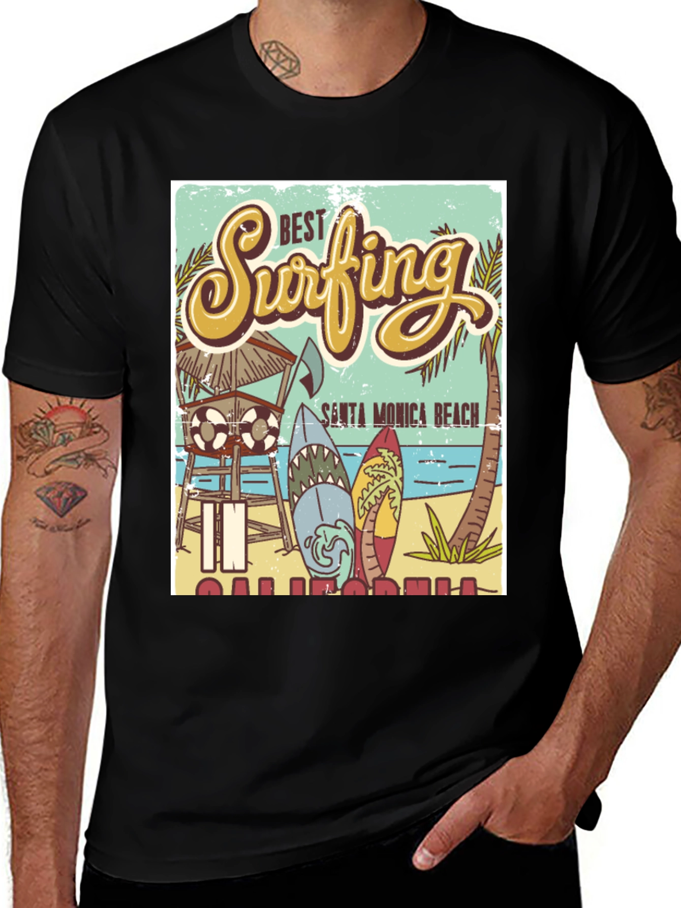 Variant 10 of Santa Monica Beach Surfing T-Shirt