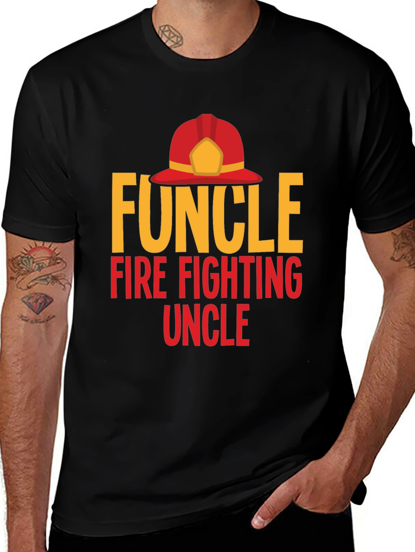 Variant 28 of Funcle Fire Fighting Uncle Graphic Tee