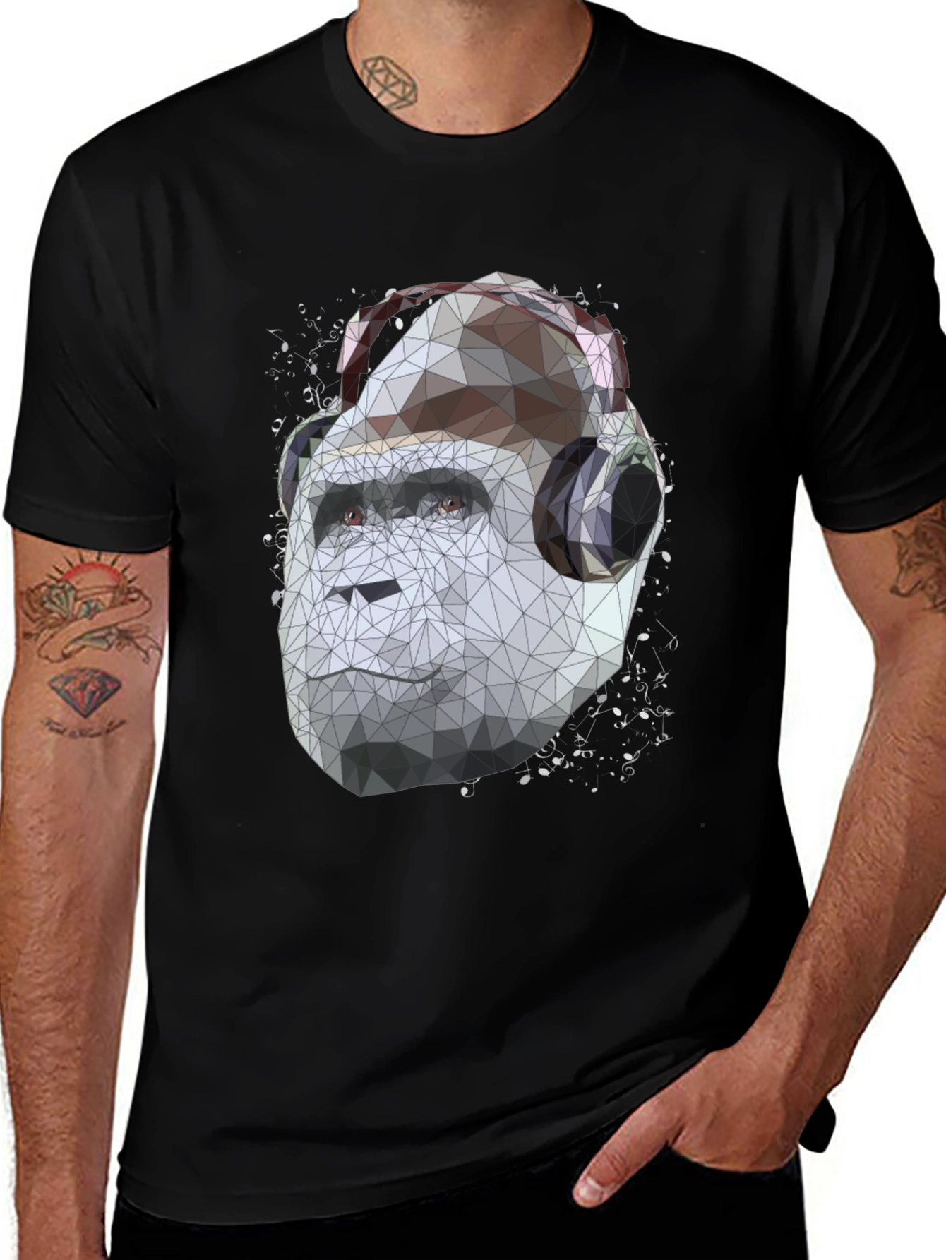 Variant 21 of Geometric Gorilla Headphone Graphic Tee