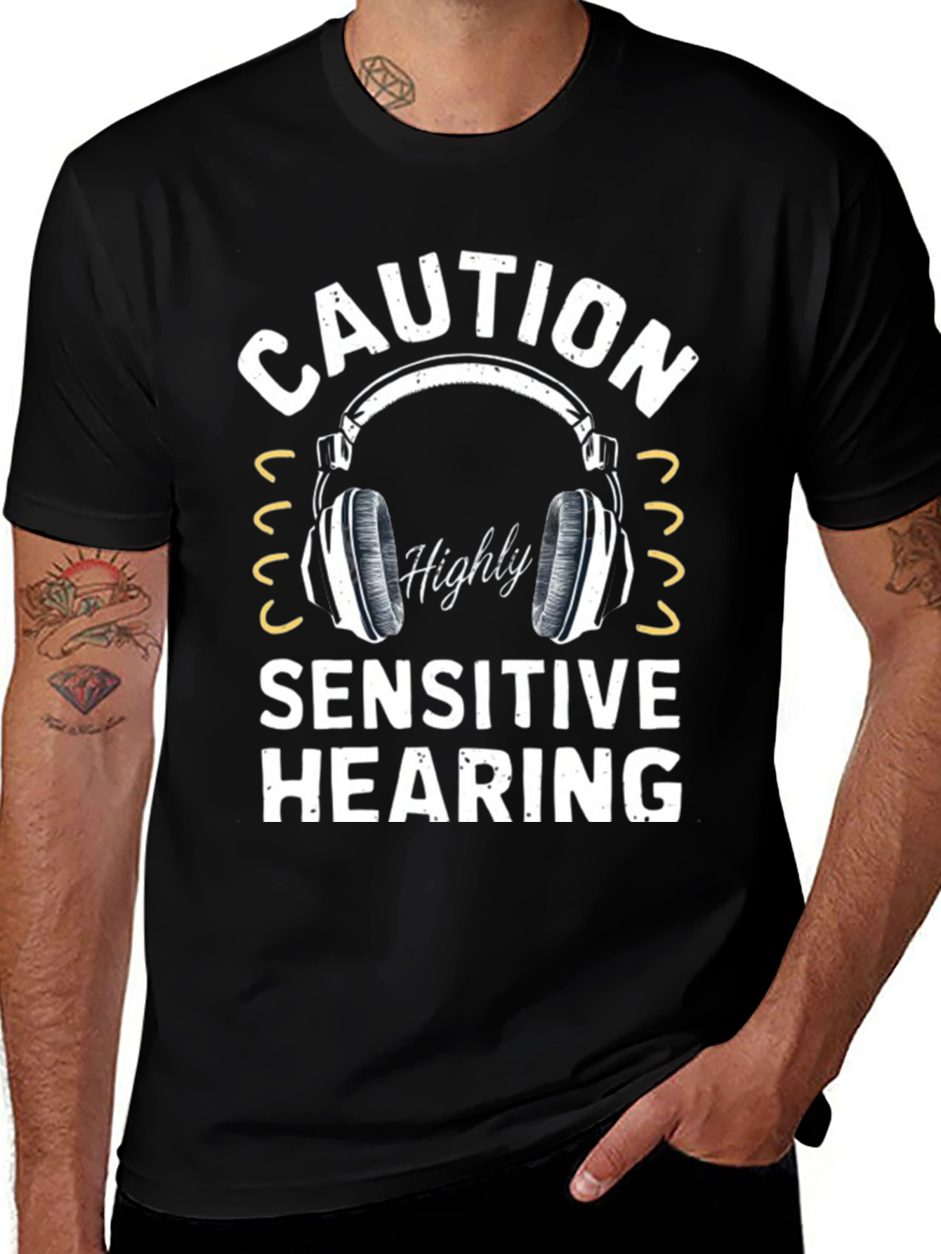 Variant 20 of Caution Highly Sensitive Hearing T-Shirt