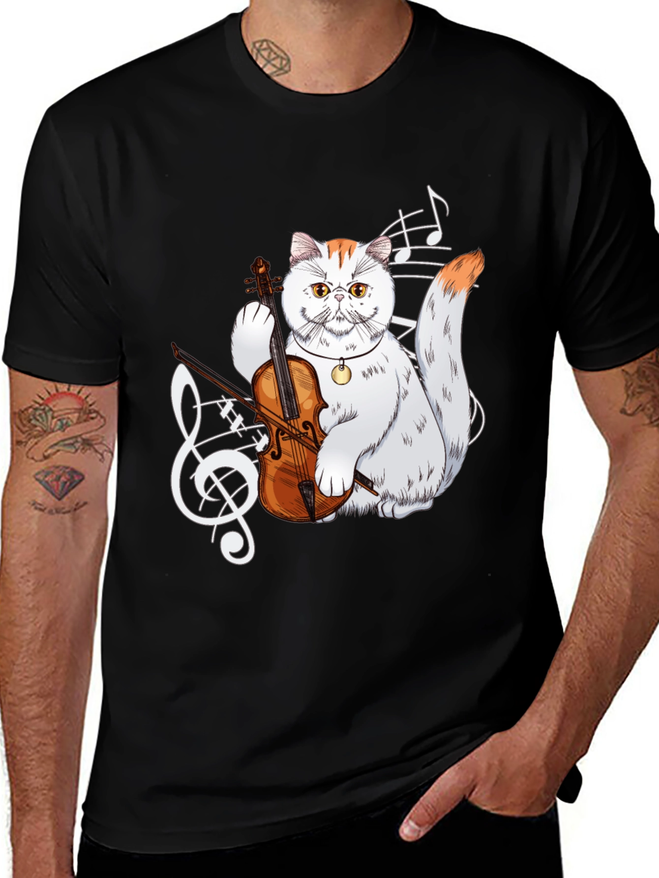 Variant 9 of Cat Playing Violin T-Shirt - Musical Feline Tee