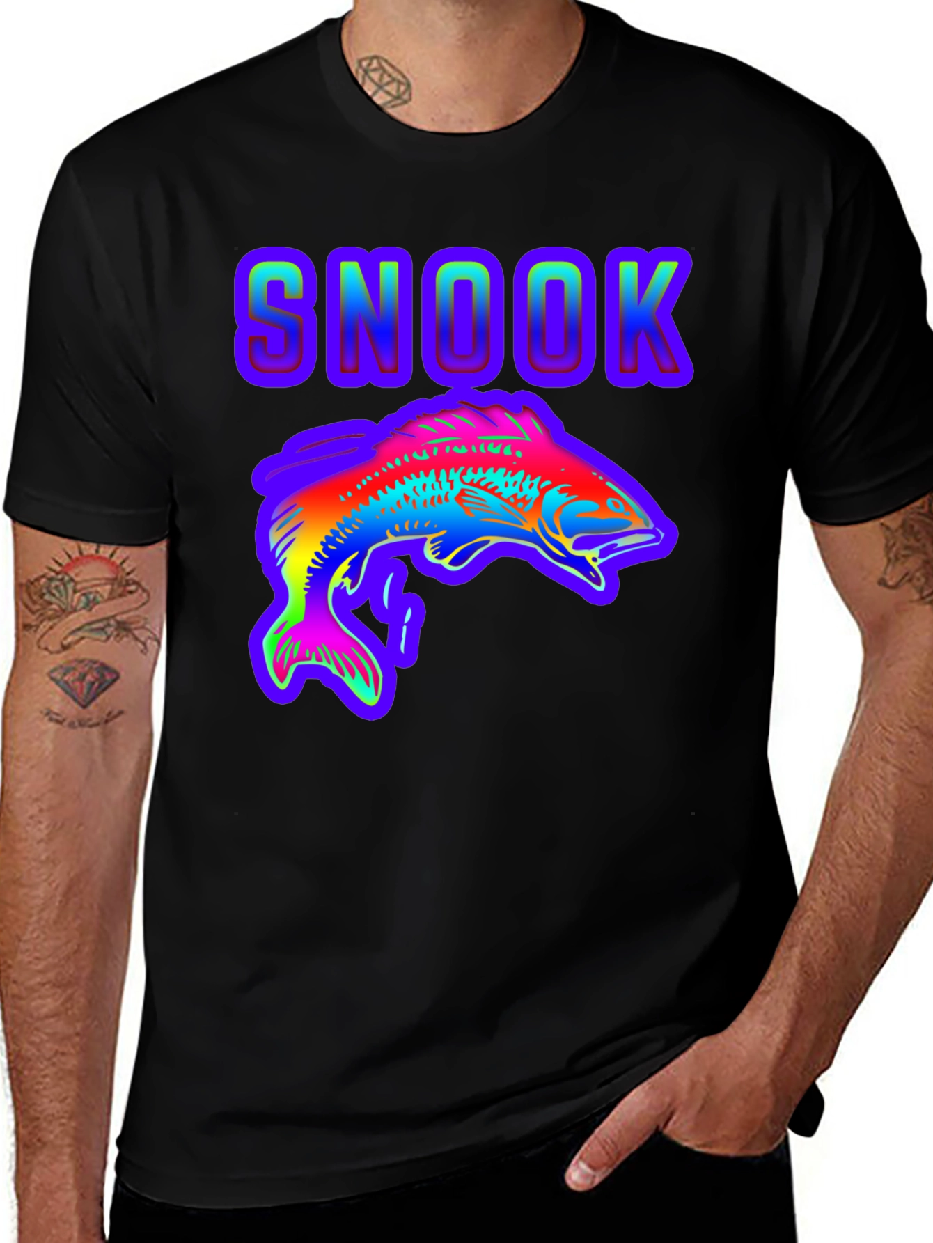 Snook Fish Graphic T-Shirt - Rainbow Design
