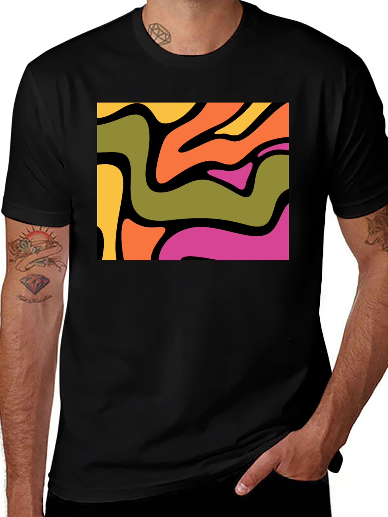 Variant 19 of Retro Swirl Graphic T-Shirt - Bold Abstract Design