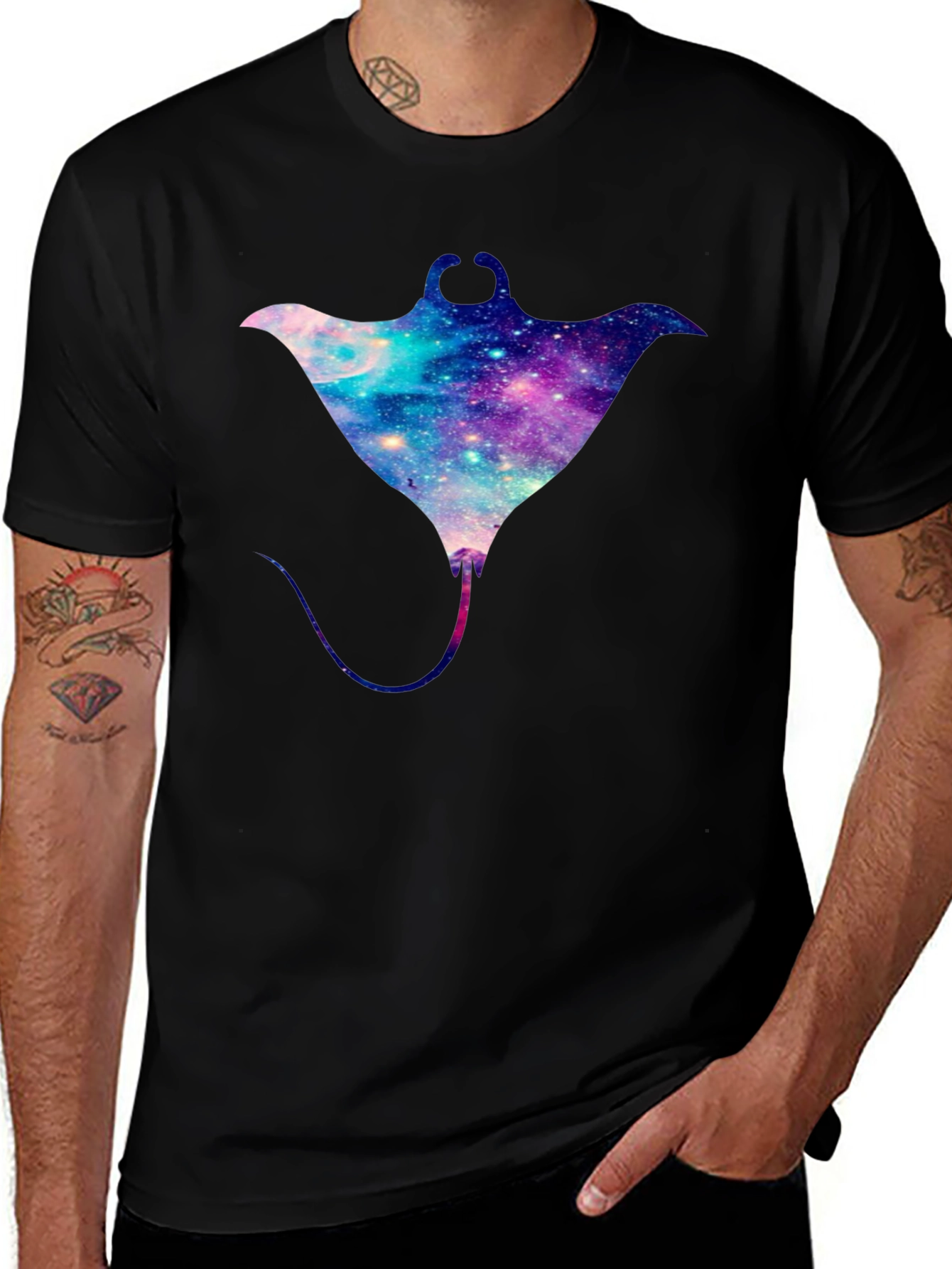 Galaxy Manta Ray Black T-Shirt