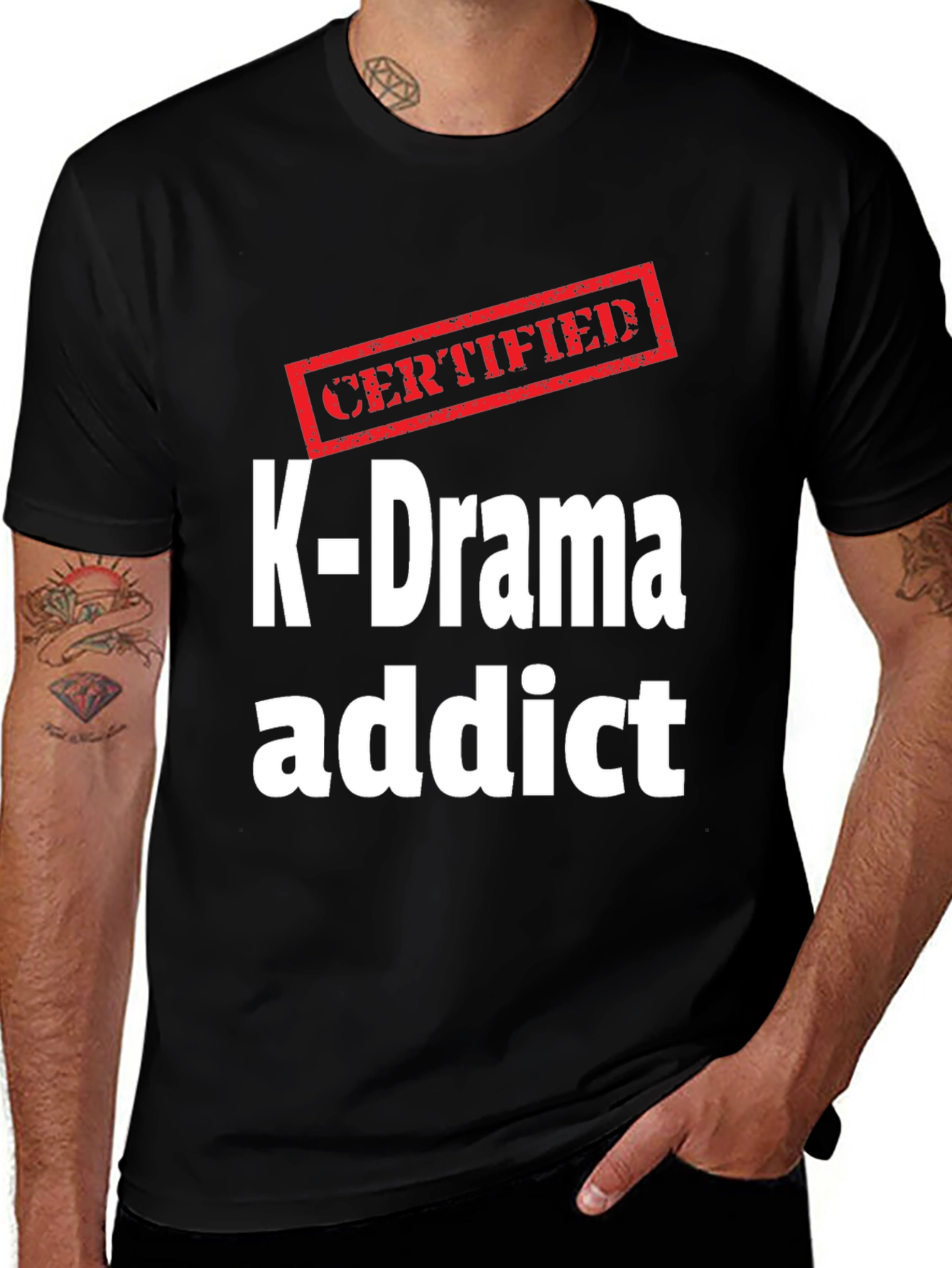 Certified K-Drama Addict Black T-Shirt