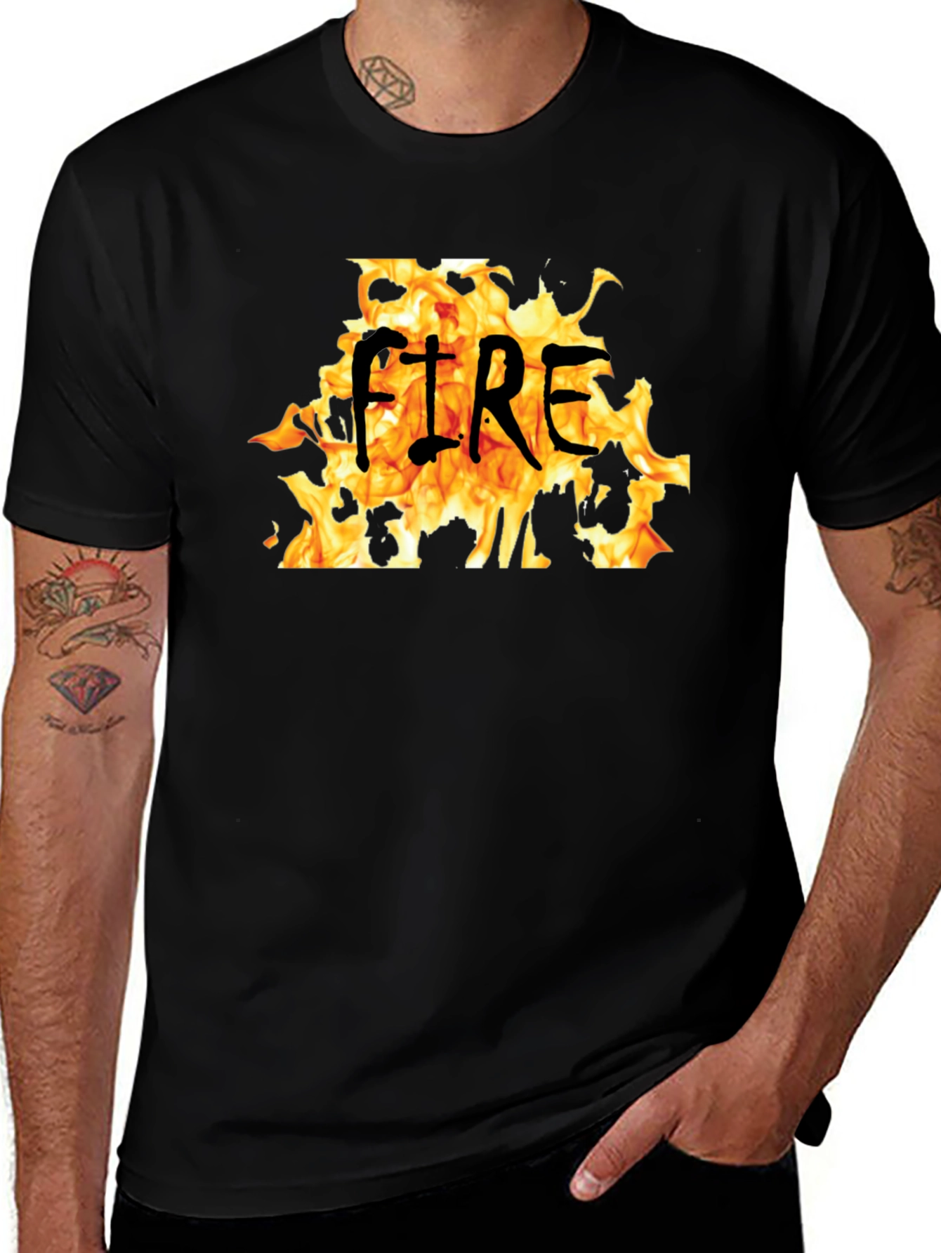 Variant 12 of Fire Graphic Black T-Shirt