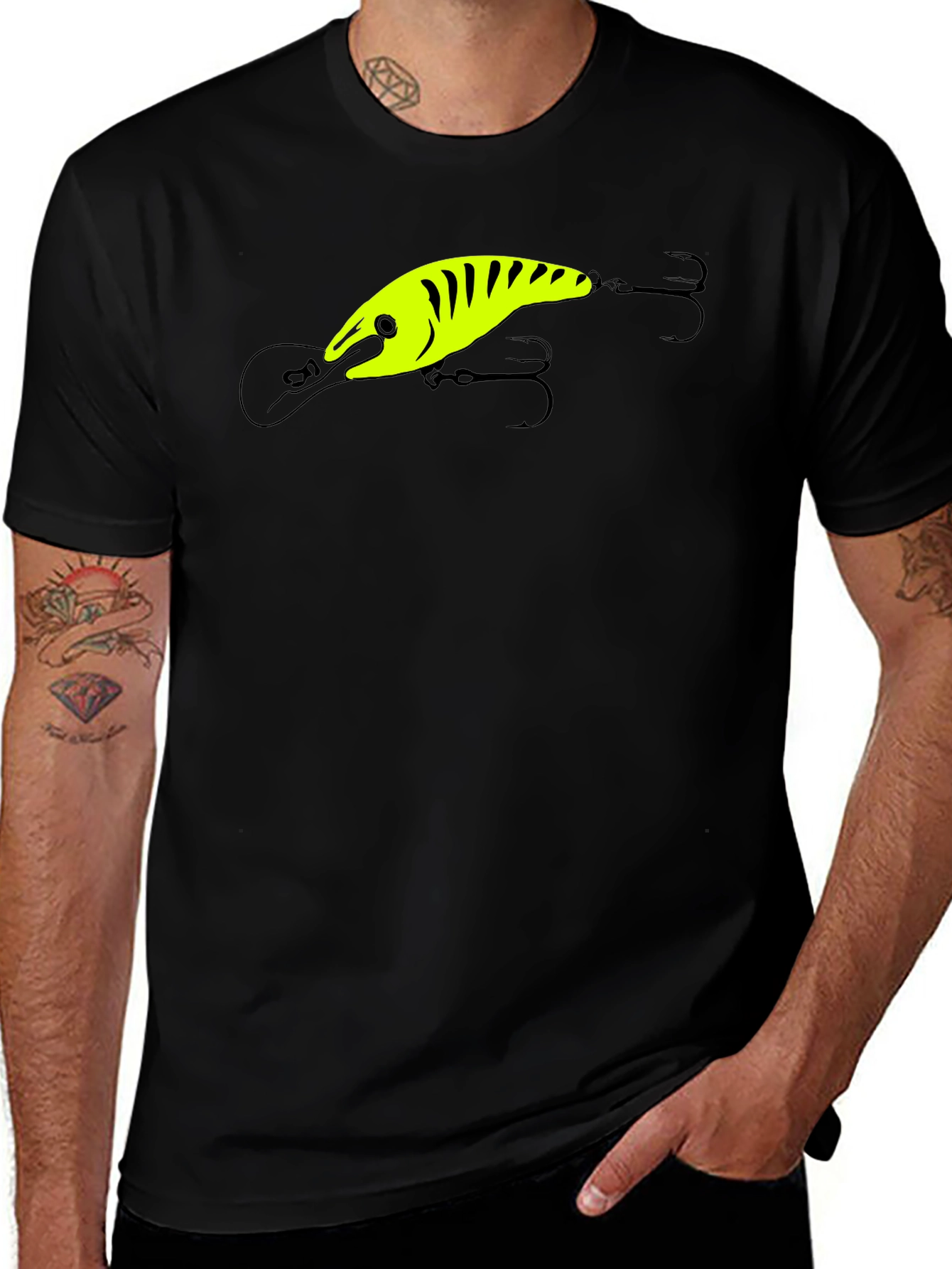 Variant 19 of Fishing Lure Graphic Tee - Black Cotton T-Shirt
