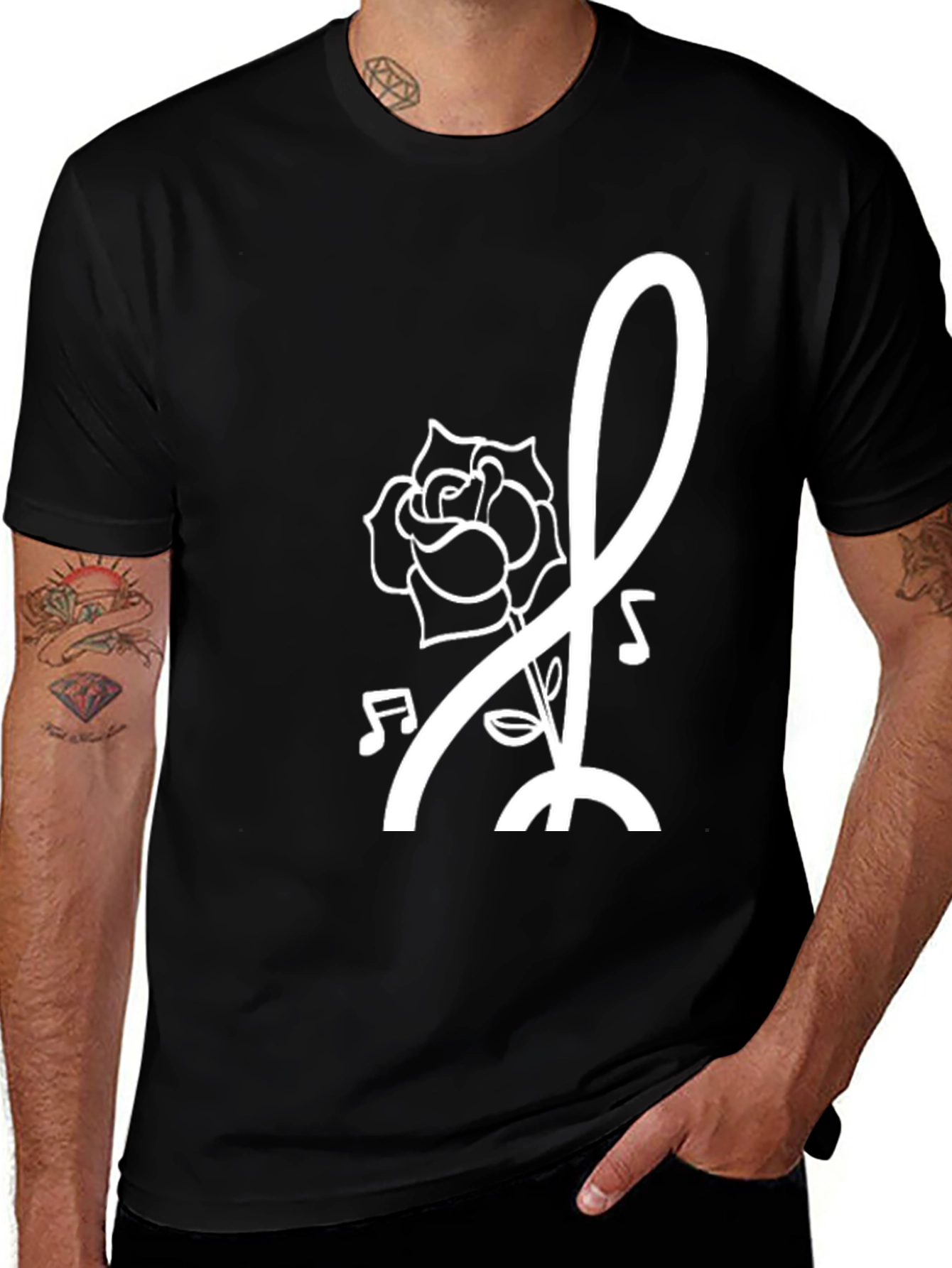 Variant 29 of Rose Treble Clef Graphic T-Shirt