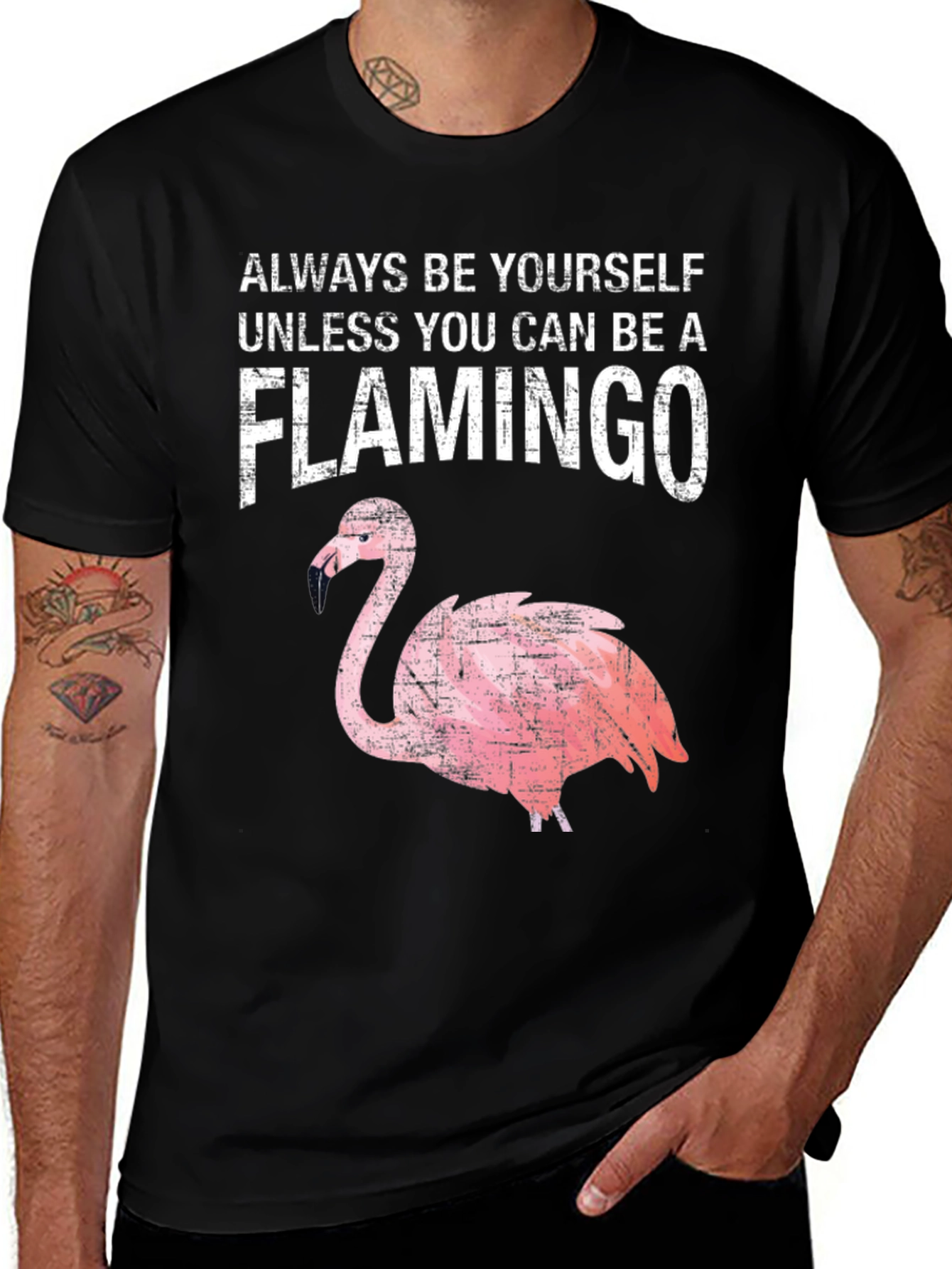 Variant 10 of Funny Flamingo Graphic Tee - Always Be Yourself T-Shirt