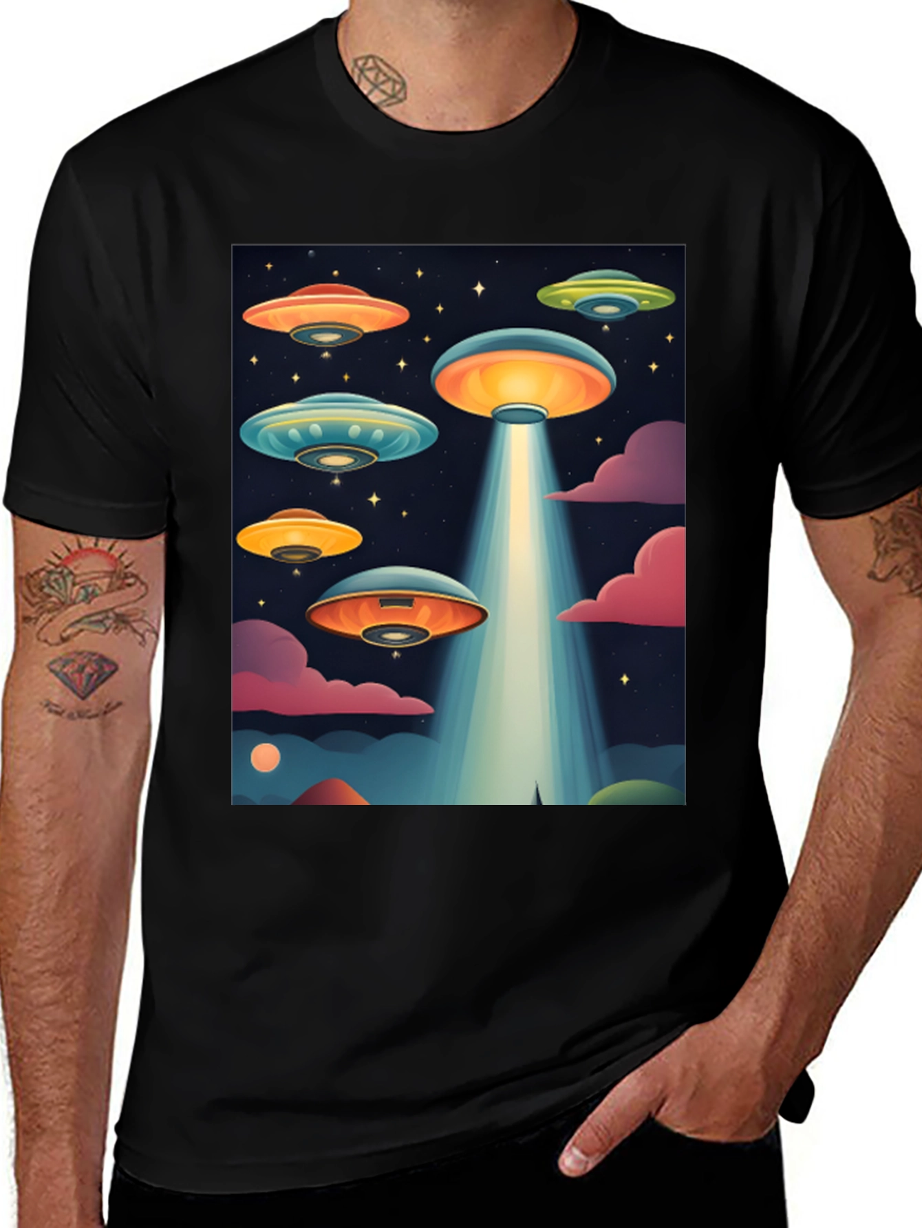 Retro UFO Graphic T-Shirt - Sci-Fi Alien Tee