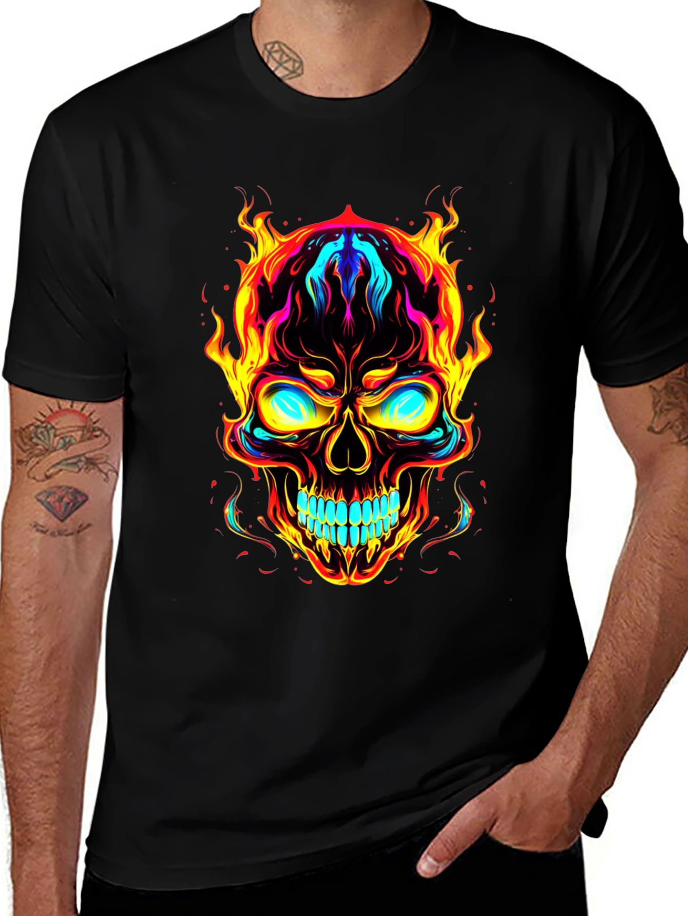 Variant 14 of Fiery Skull Graphic T-Shirt - Bold Design