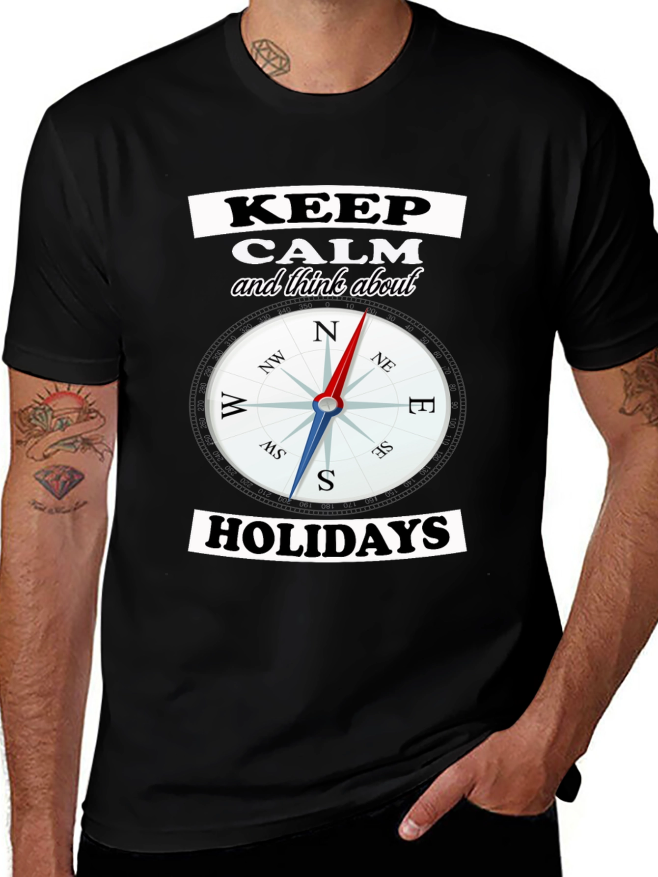 Variant 17 of Keep Calm Holidays Compass Graphic Tee