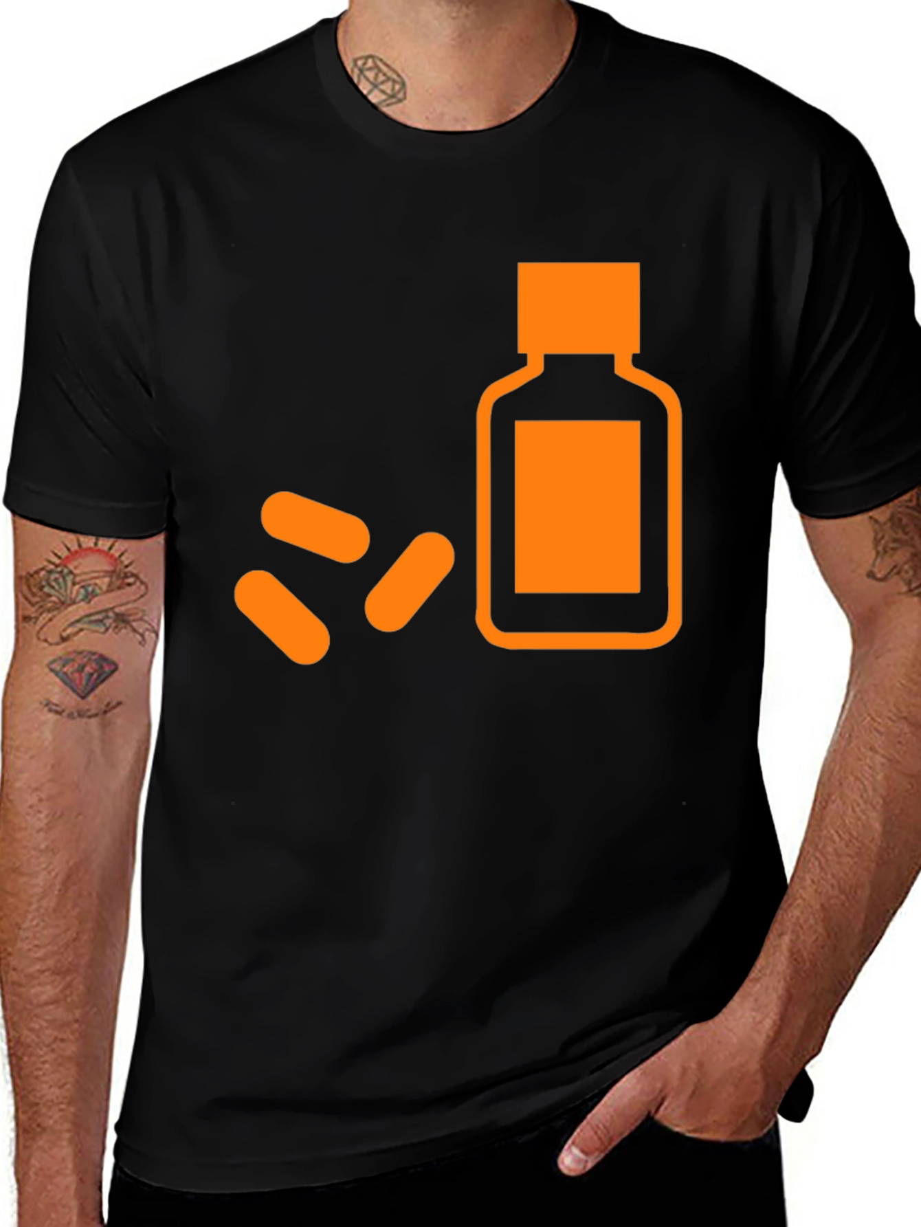 Variant 16 of Pills and Bottle Graphic T-Shirt - Black