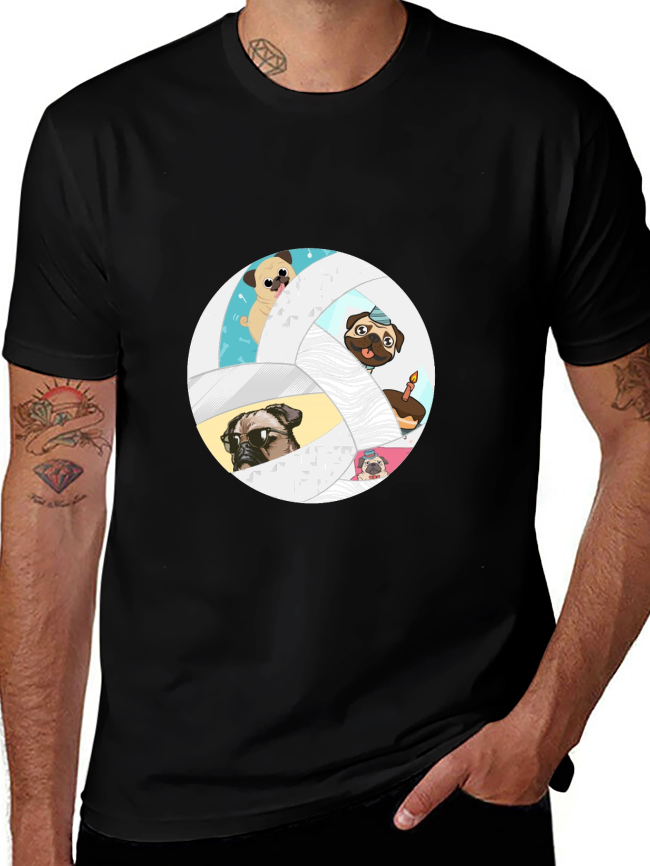 Pug Volleyball Graphic T-Shirt