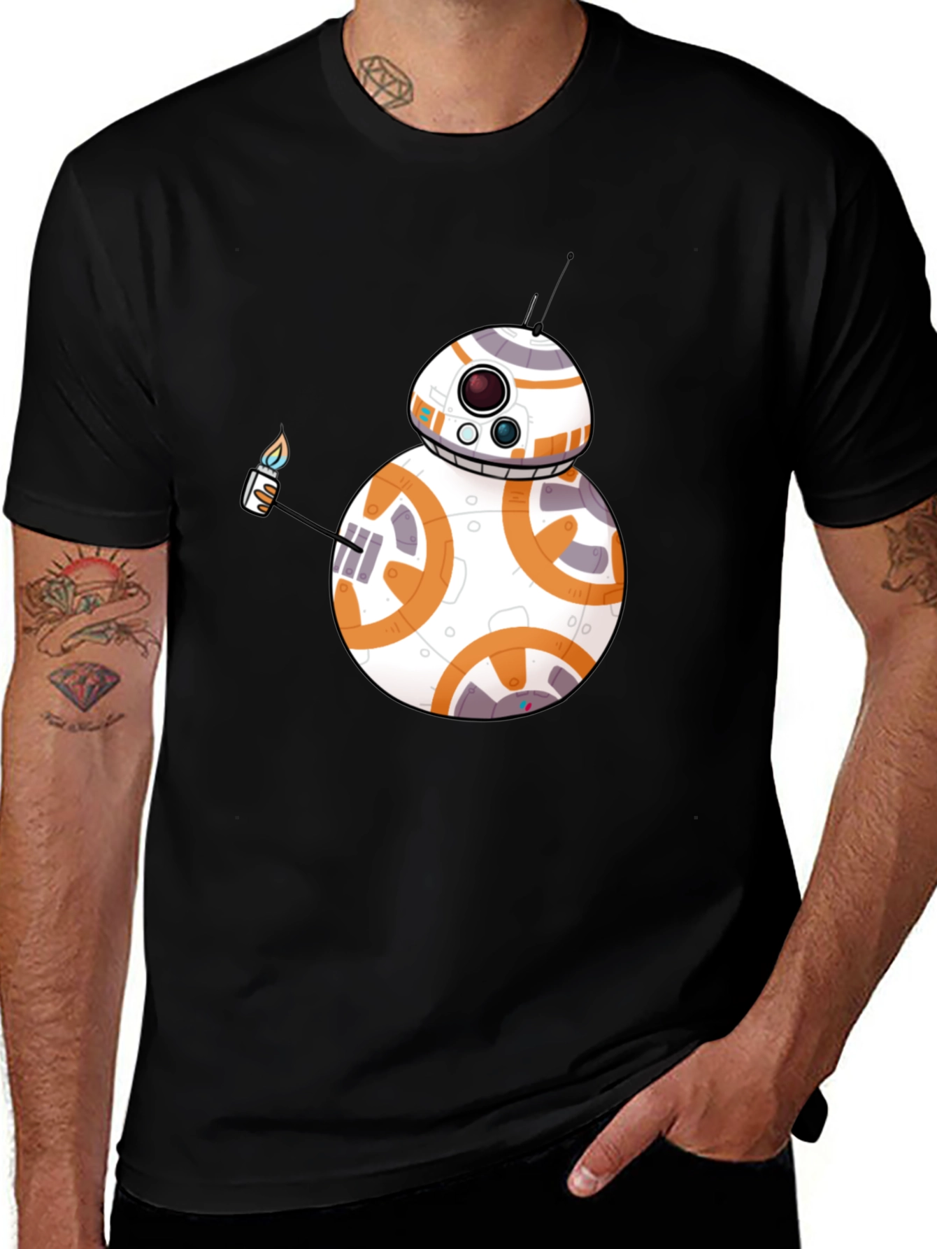 Variant 3 of BB-8 Lighter Graphic Black T-Shirt