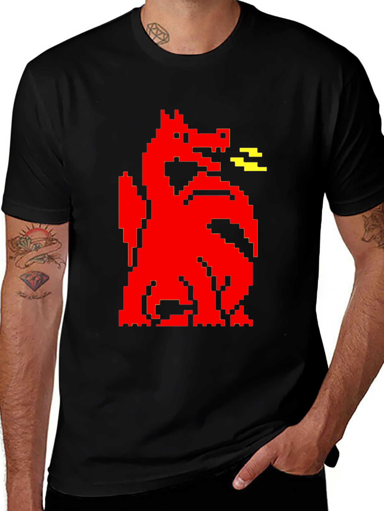 Variant 10 of Pixel Dragon Graphic Tee - Black