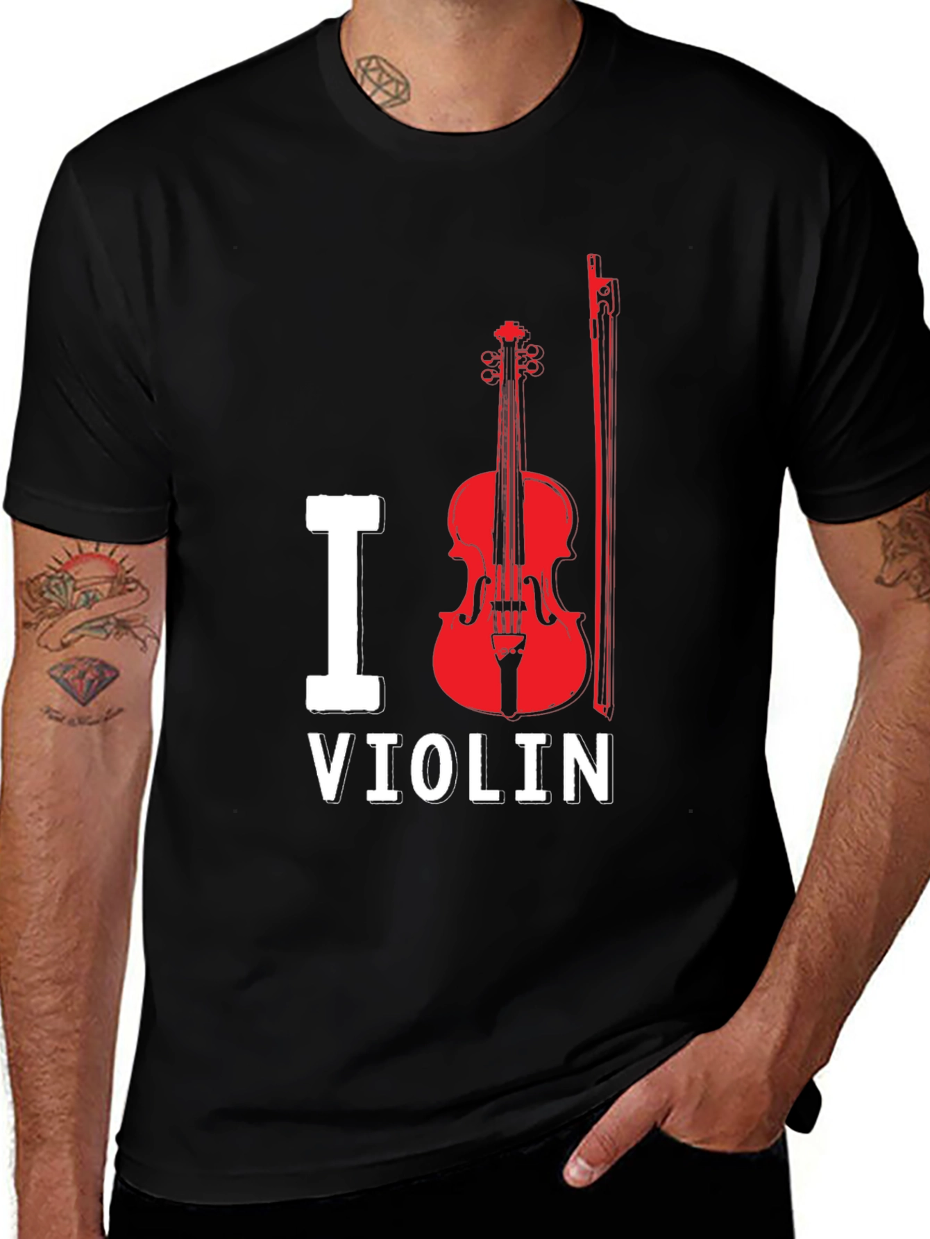 Variant 17 of I Love Violin Black T-Shirt