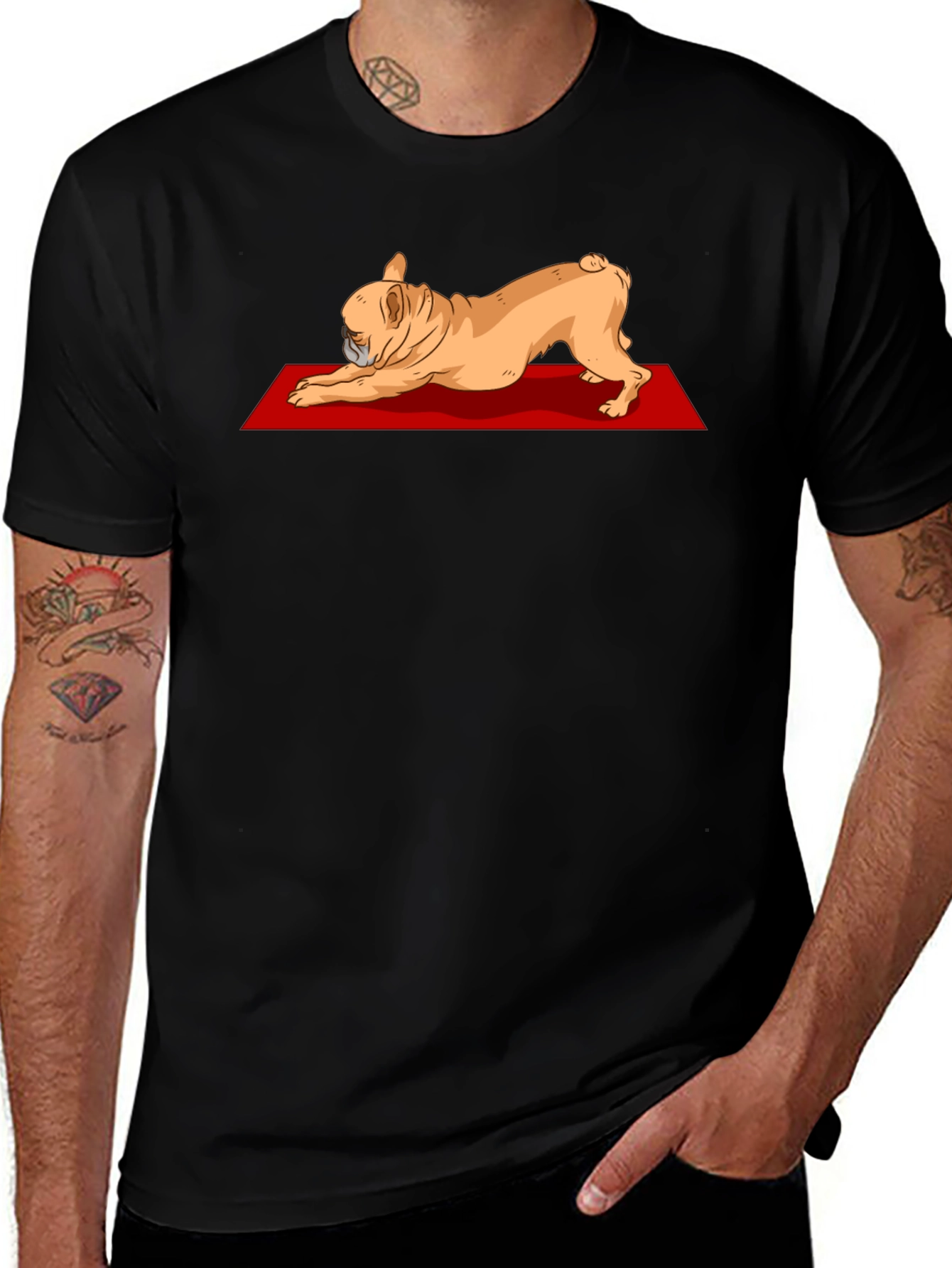 Variant 13 of Yoga Dog Graphic Tee - Relaxed Fit Black T-Shirt