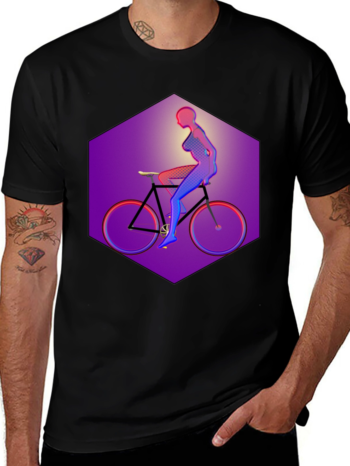 Variant 7 of Stylish Men's Black T-Shirt with Bike Graphic