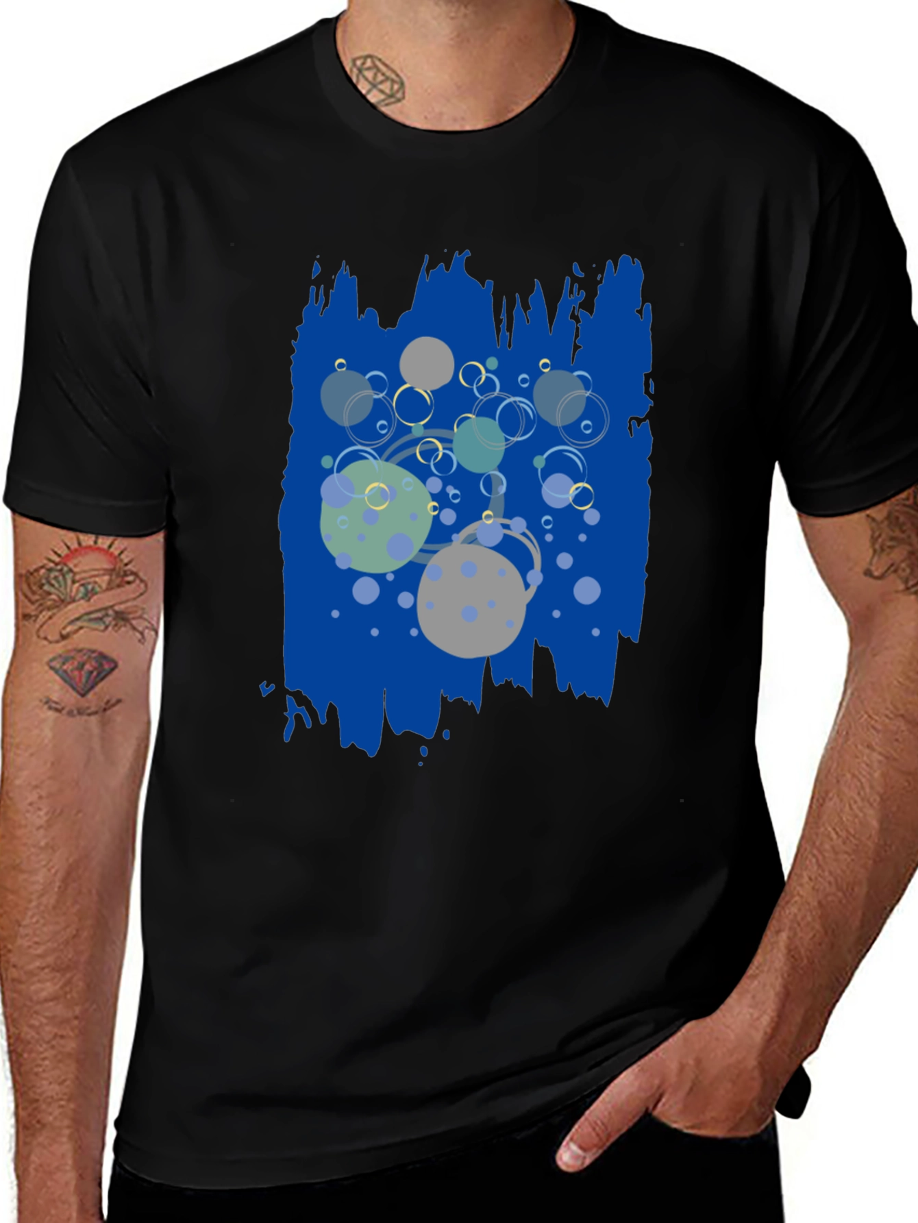 Variant 30 of Abstract Bubble Print Black T-Shirt