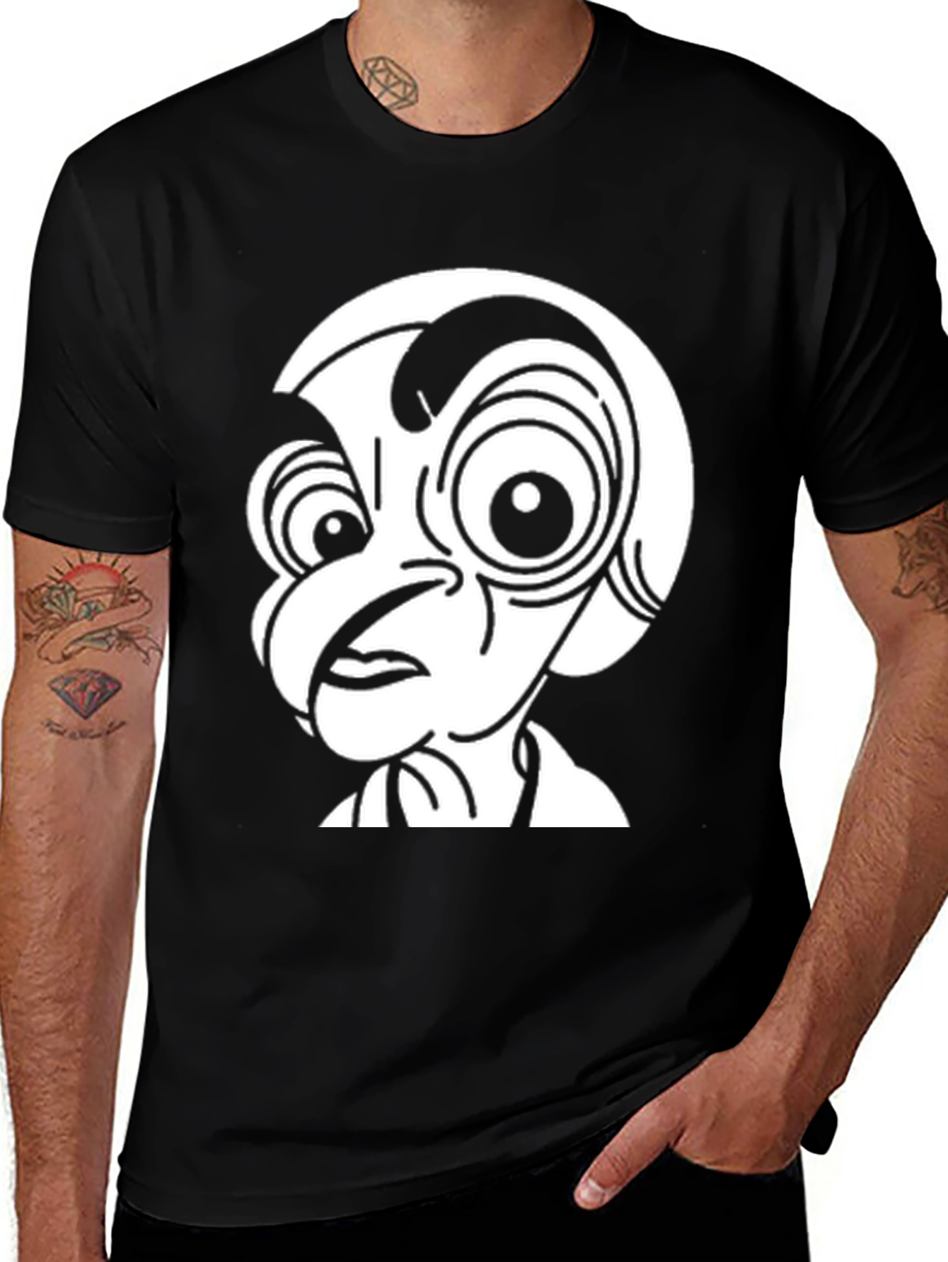 Variant 23 of Cartoon Character Graphic Tee - Unisex Black T-Shirt