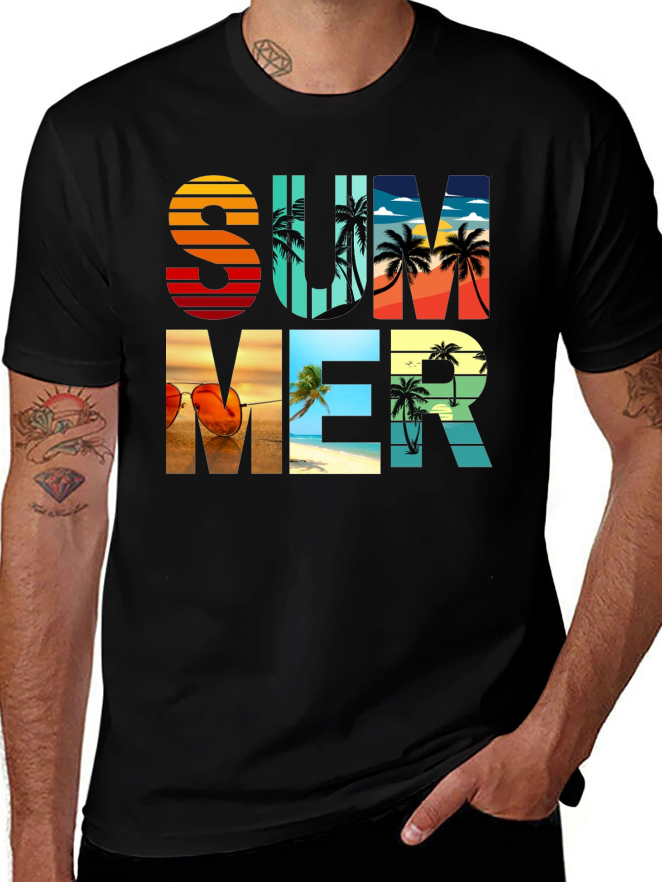 Summer Beach T-Shirt - Tropical Palm Tree Design