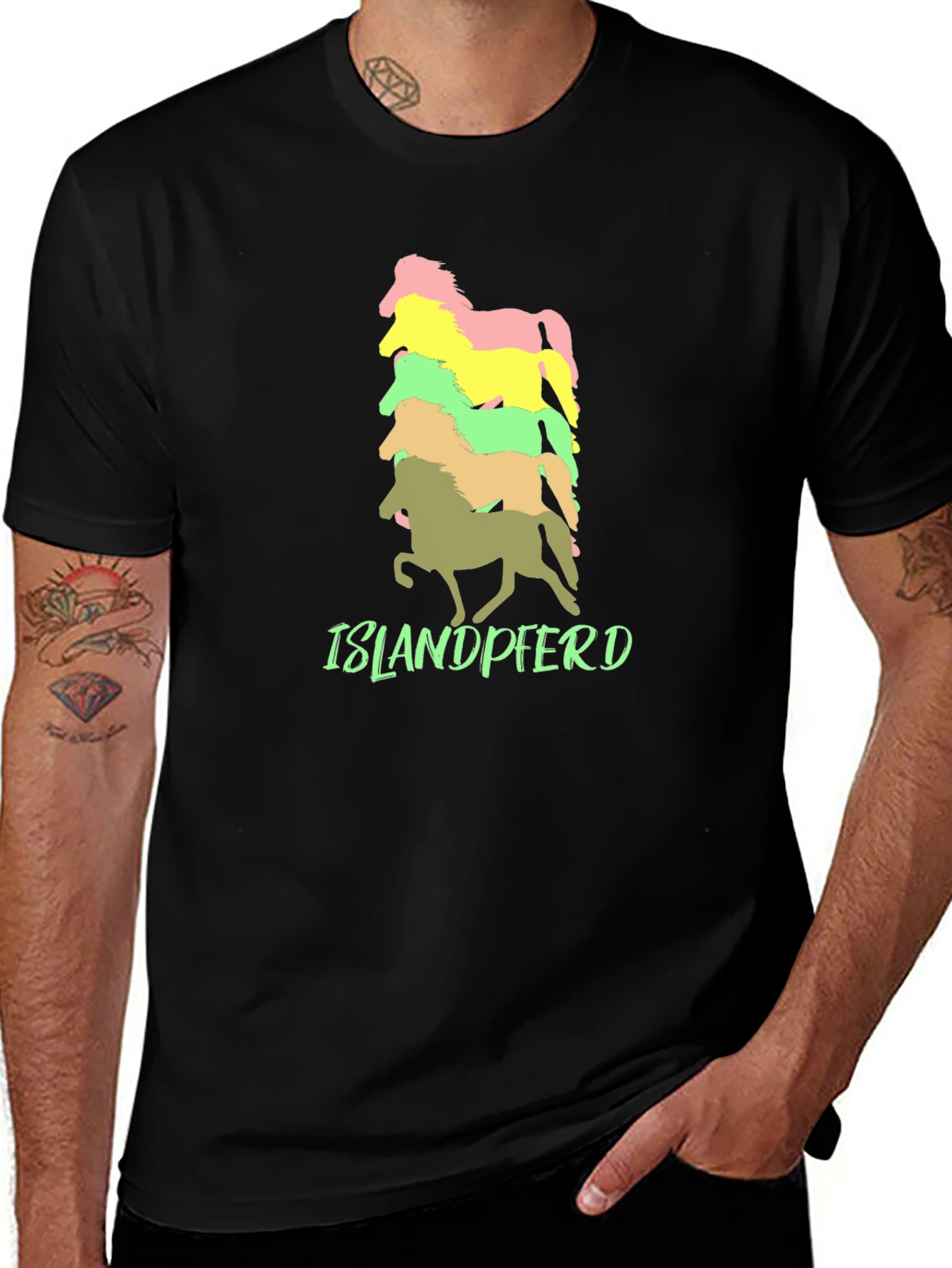 Black Islandpferd Horse T-Shirt - Stacked Design main image