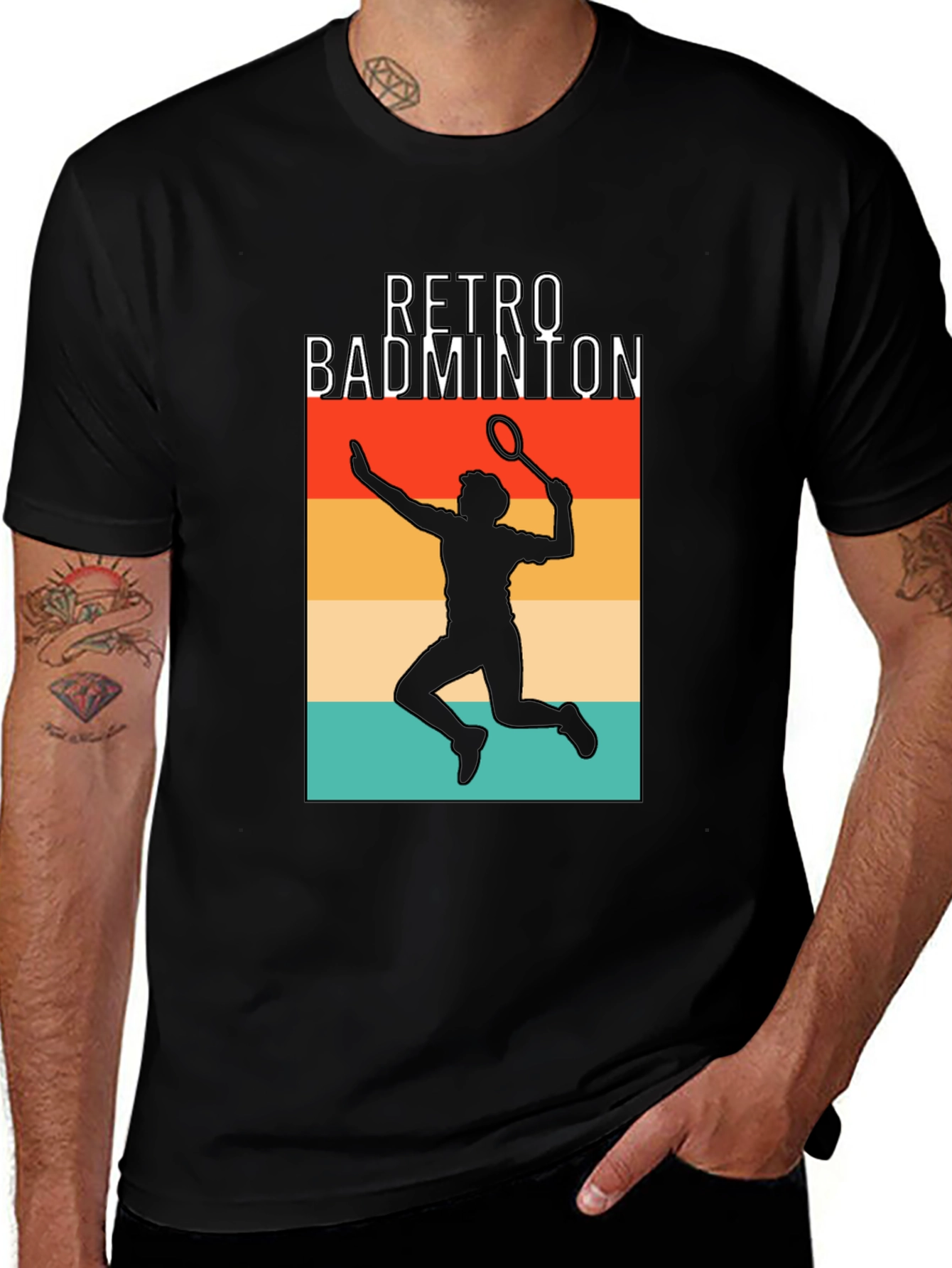 Variant 26 of Retro Badminton Player Graphic Tee
