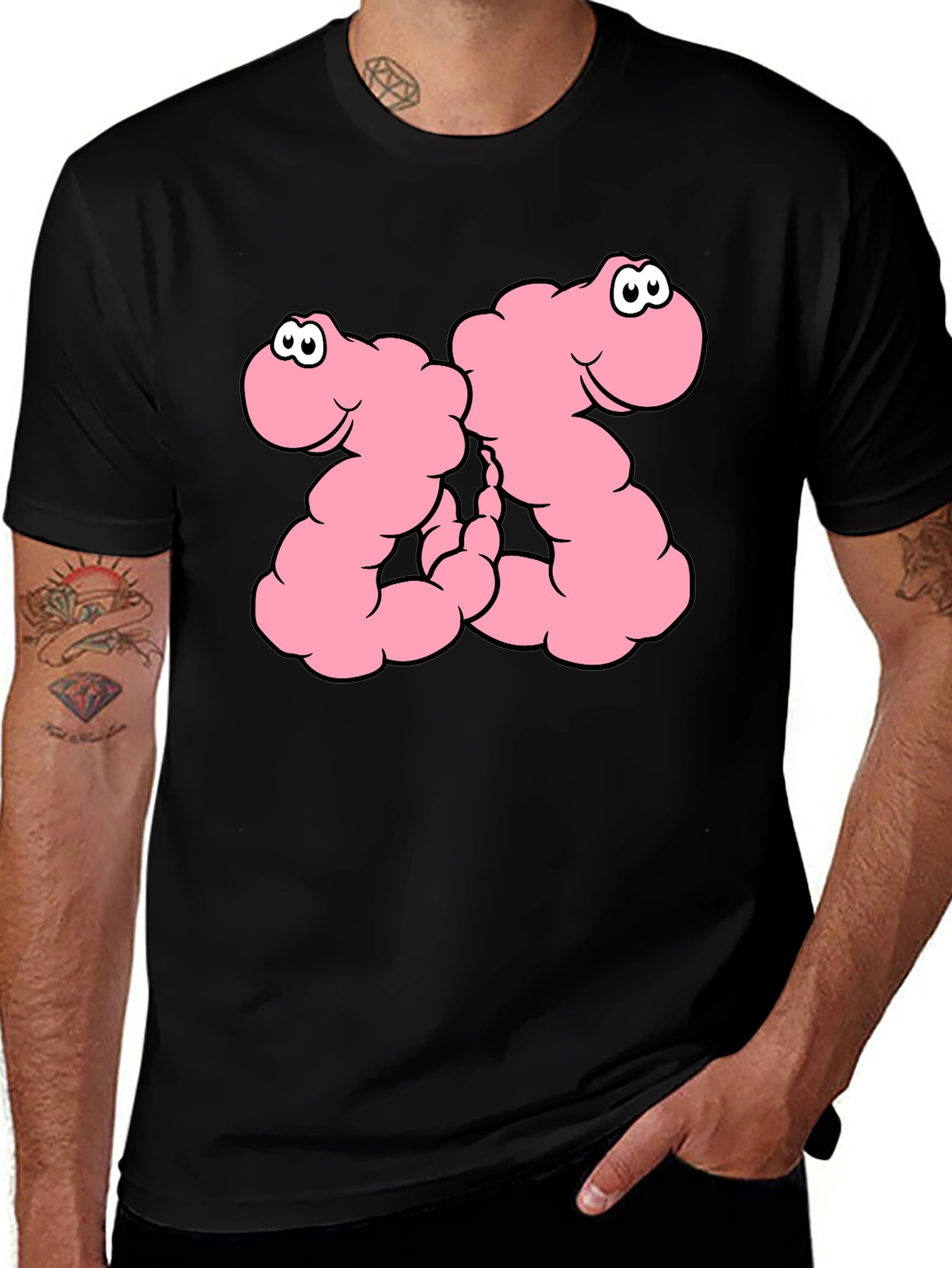 Variant 19 of Funny Worms Black T-Shirt