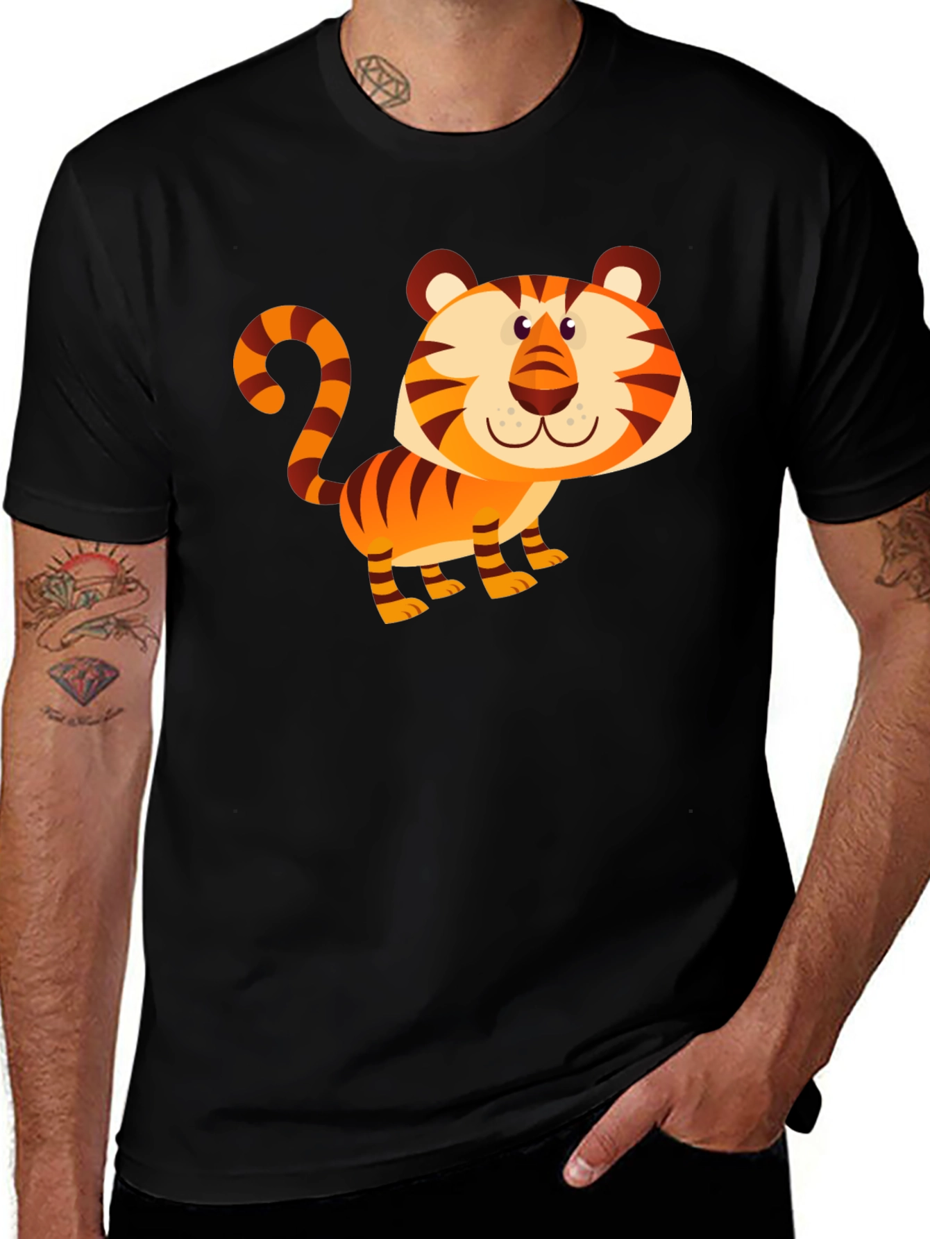 Variant 17 of Cute Tiger Graphic T-Shirt - Unisex Black Tee