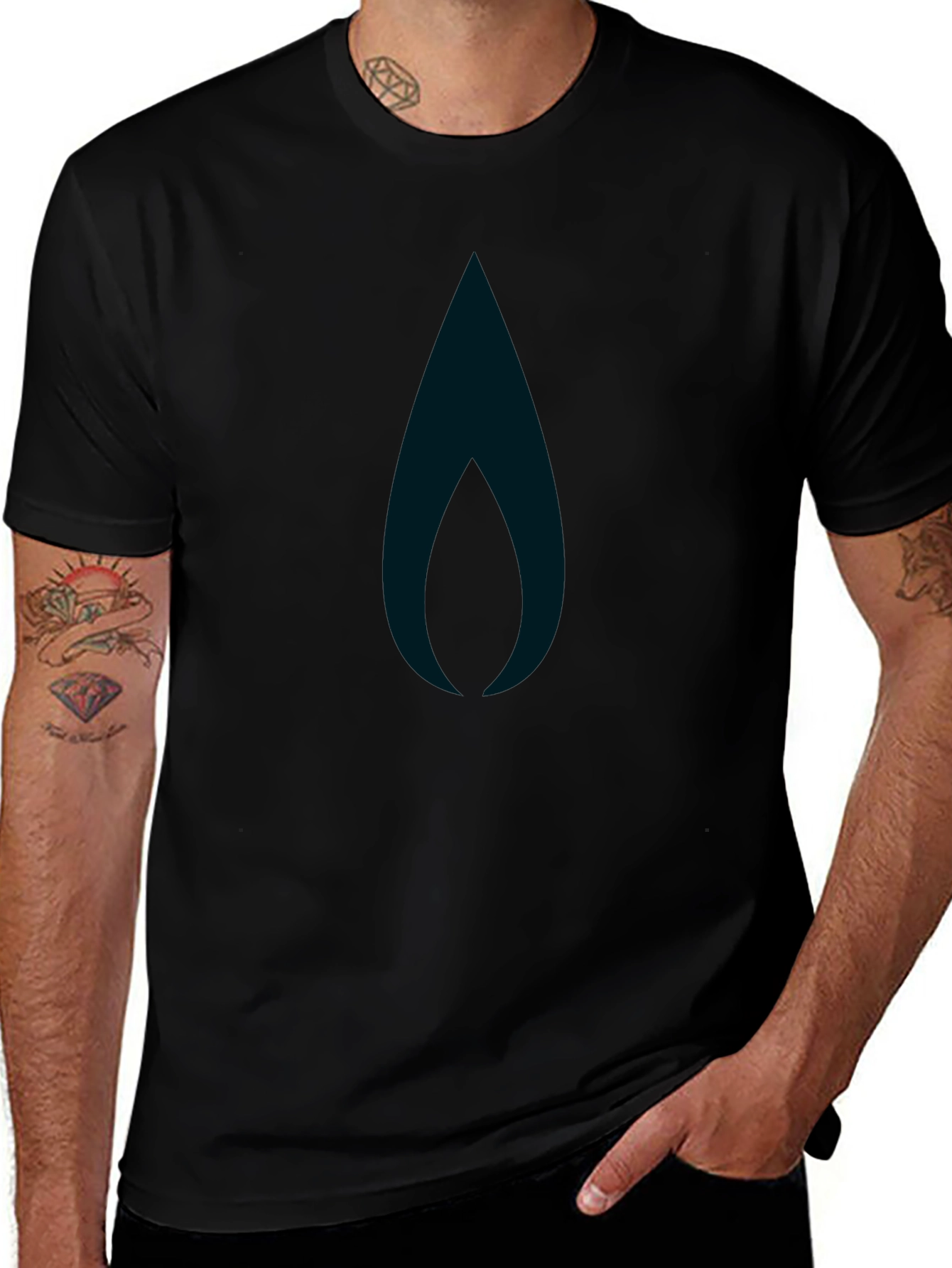 Variant 7 of Men's Black Graphic Tee - Modern Flame Design